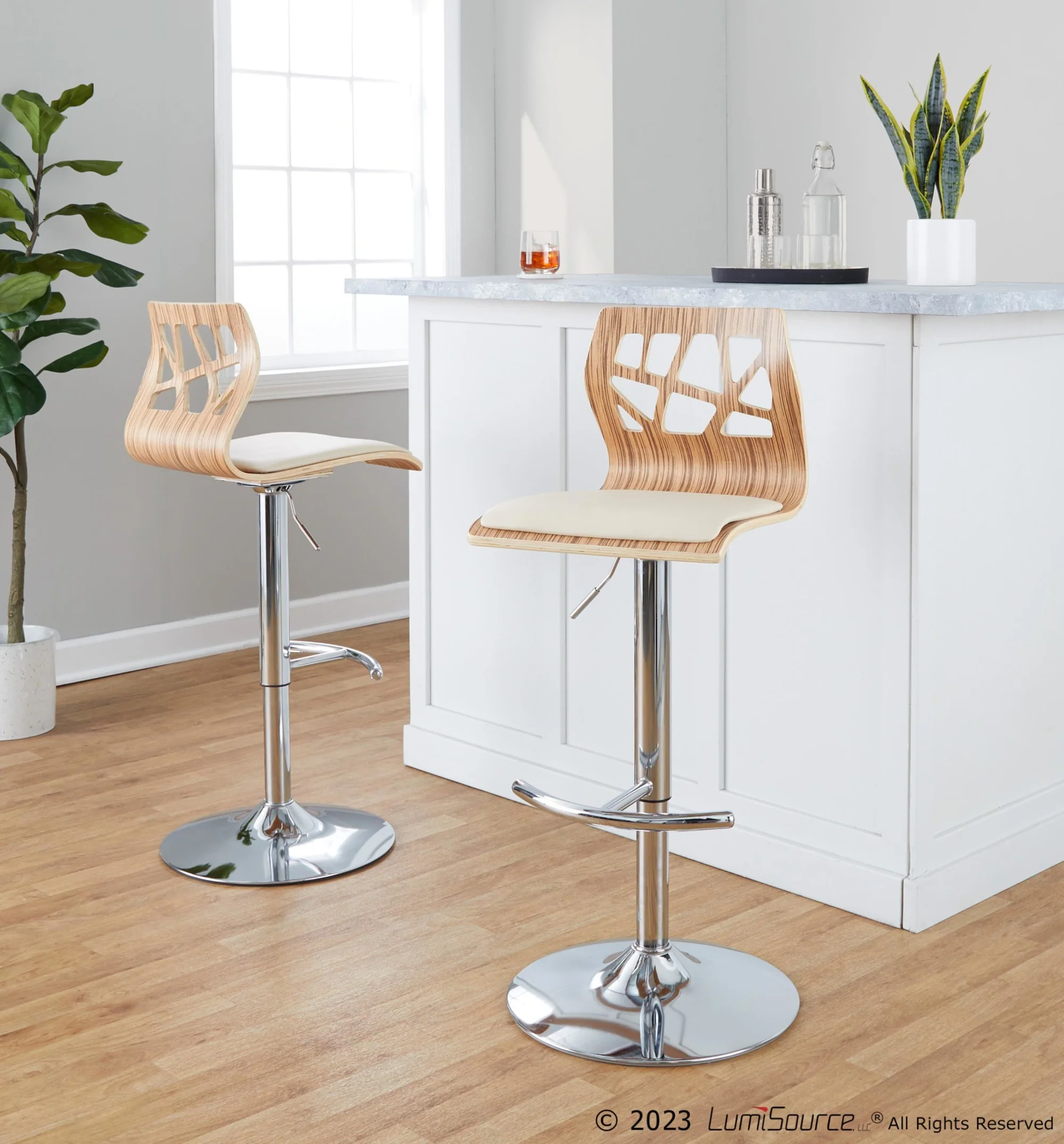 Folia Adjustable Barstool - Set of 2 By LumiSource - BS-FOLIAPU-RT2 CHRNACR2 - Image 32