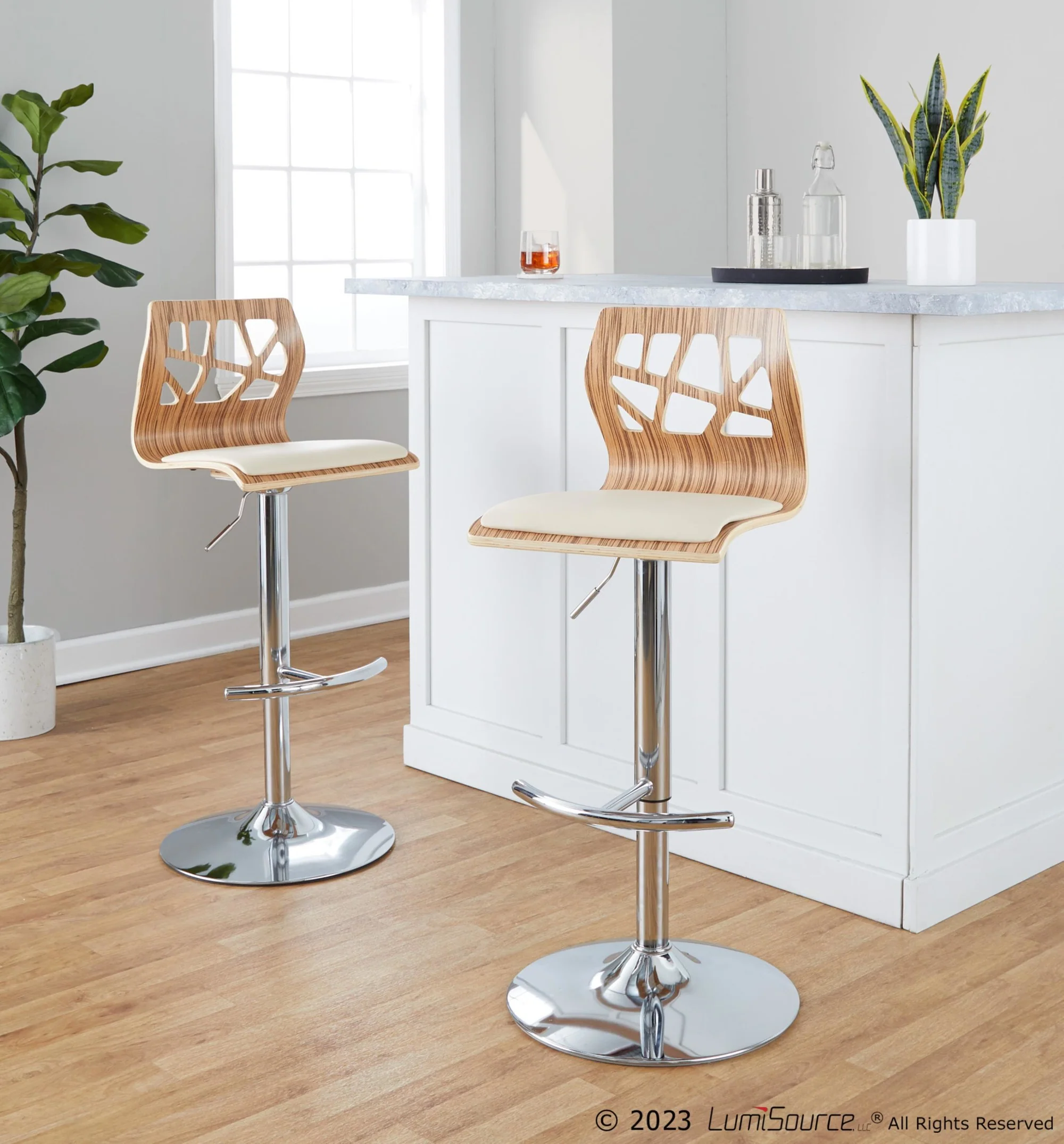 Folia Adjustable Barstool - Set of 2 By LumiSource - BS-FOLIAPU-RT2 CHRNACR2 - Image 33