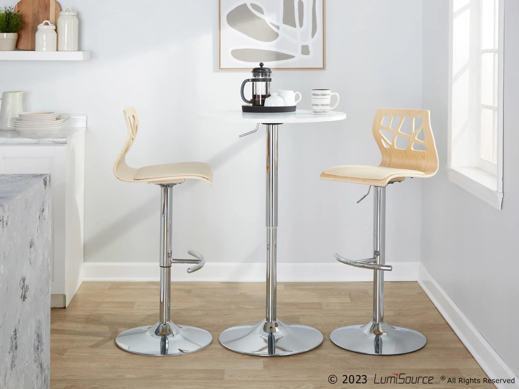 Folia Adjustable Barstool - Set of 2 By LumiSource - BS-FOLIAPU-RT2 CHRNACR2 - Image 4