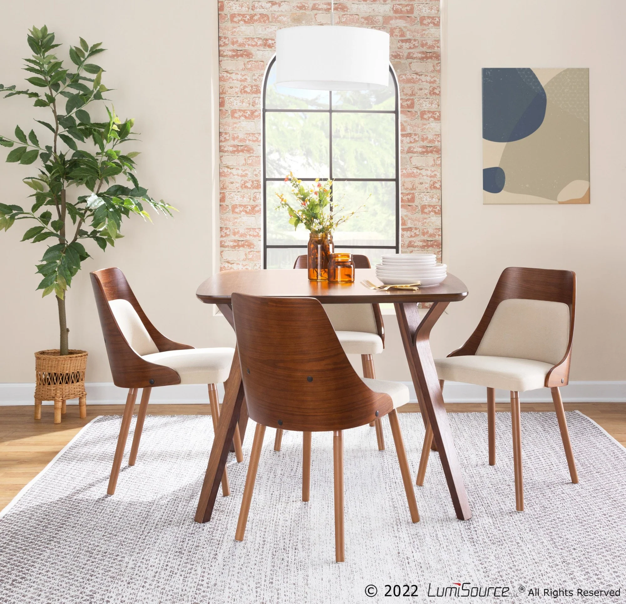 Folia-Anabelle Square Dining Set - 5 Piece By LumiSource - DS5-FOLIASQWL+4ANBELFBWLCR - Image 2