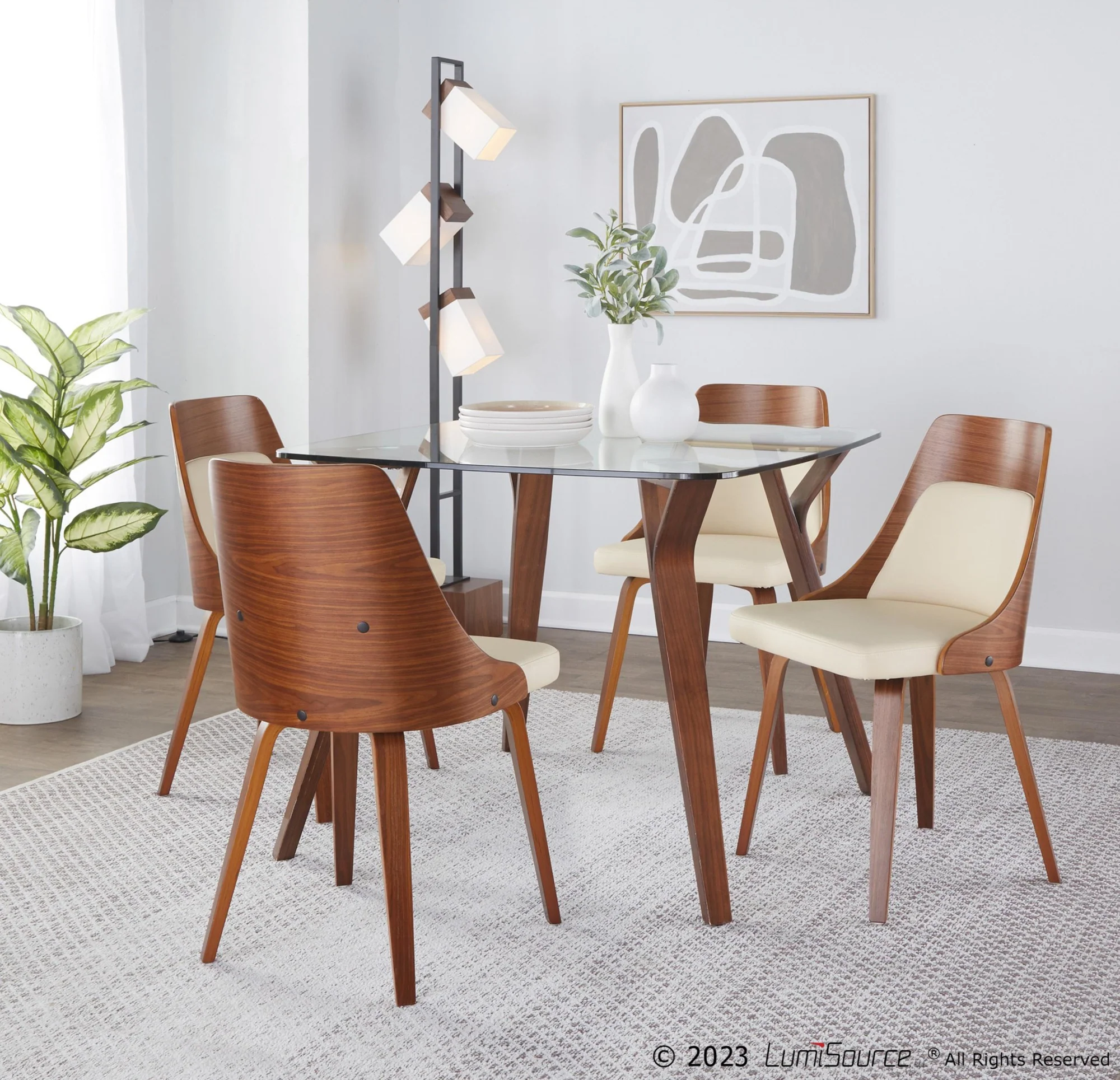 Folia-Anabelle Square Dining Set - 5 Piece By LumiSource - DS5-FOLIASQWL+4ANBELFBWLCR - Image 6
