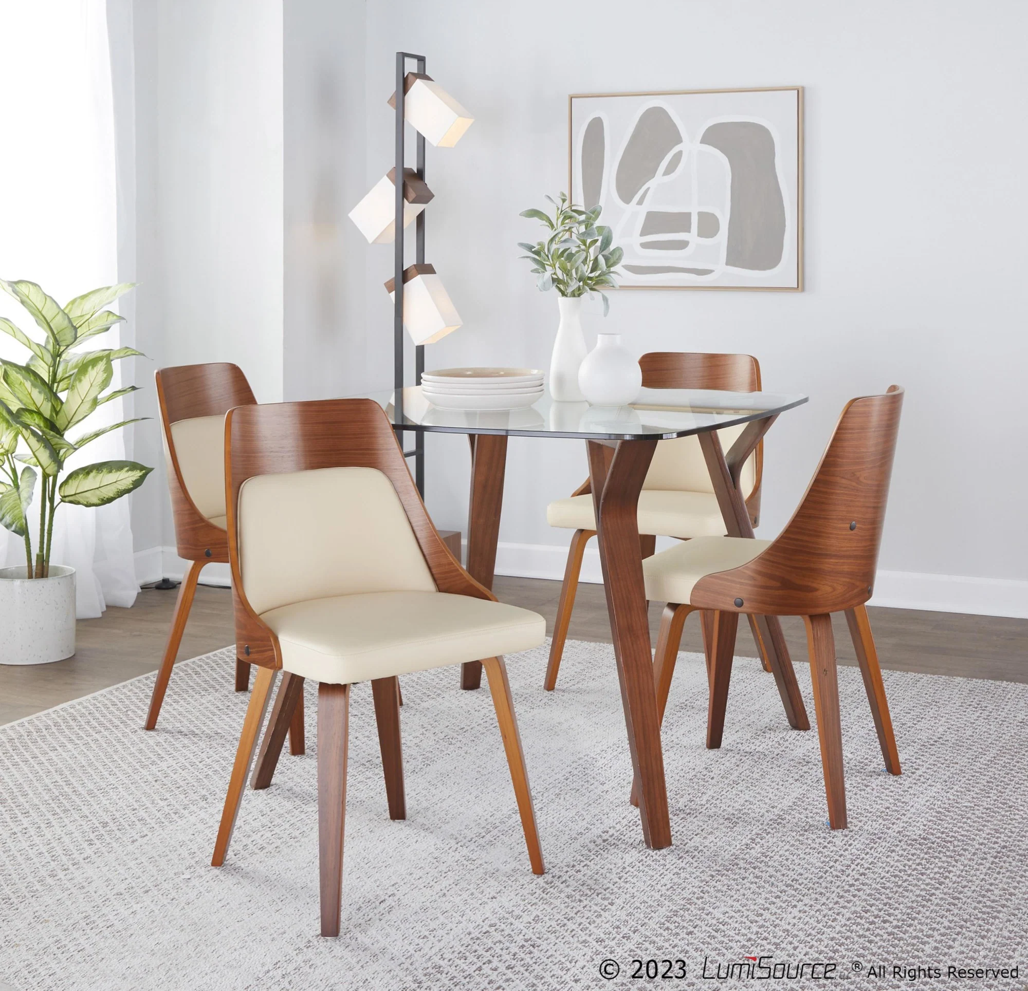 Folia-Anabelle Square Dining Set - 5 Piece By LumiSource - DS5-FOLIASQWL+4ANBELFBWLCR - Image 7
