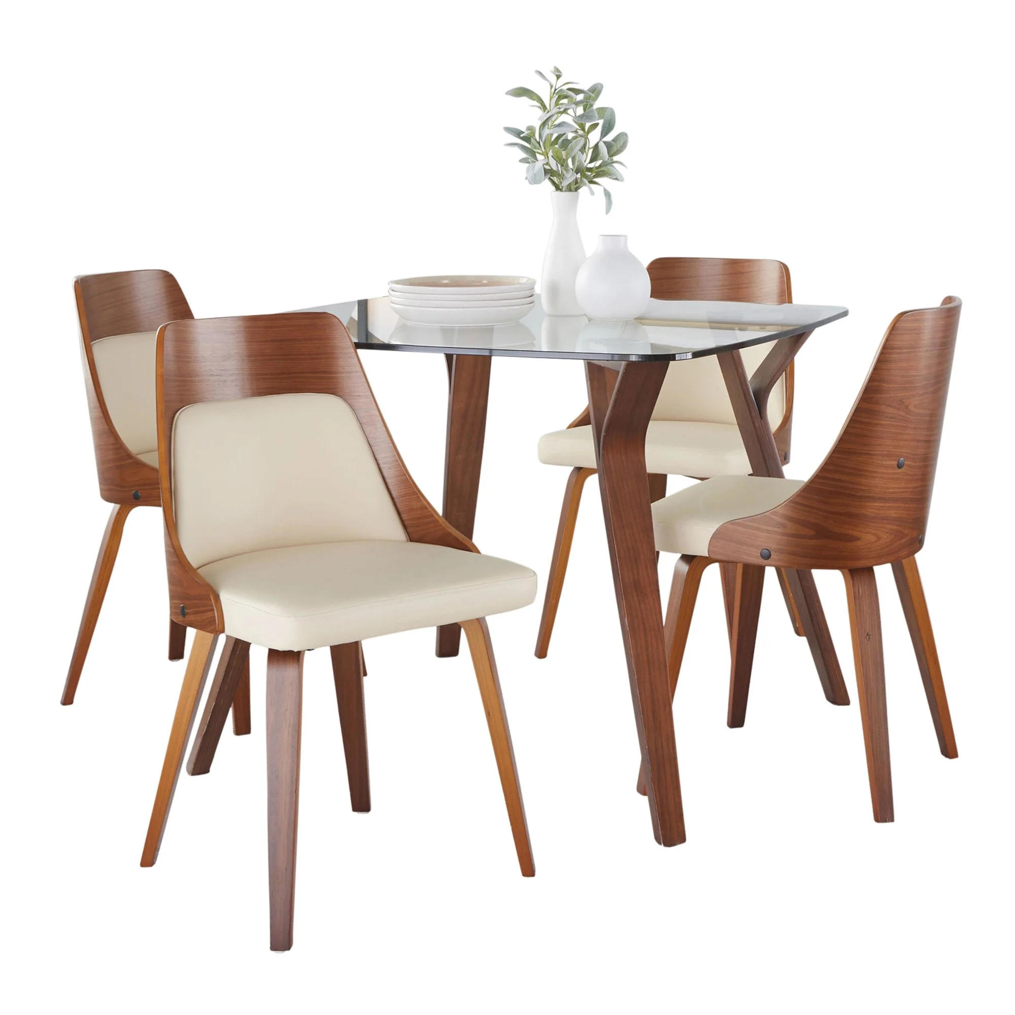 Folia-Anabelle Square Dining Set - 5 Piece By LumiSource - DS5-FOLIASQWL+4ANBELFBWLCR - Image 8