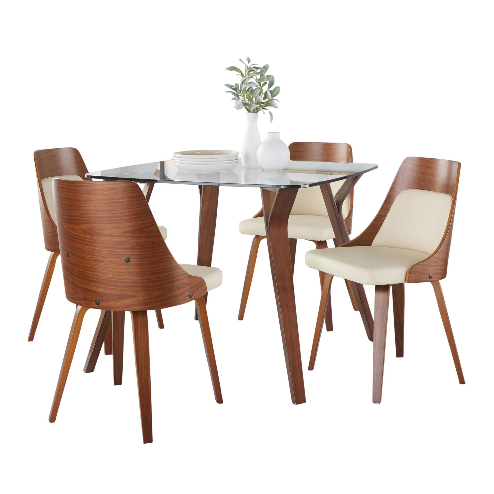Folia-Anabelle Square Dining Set - 5 Piece By LumiSource - DS5-FOLIASQWL+4ANBELFBWLCR - Image 9