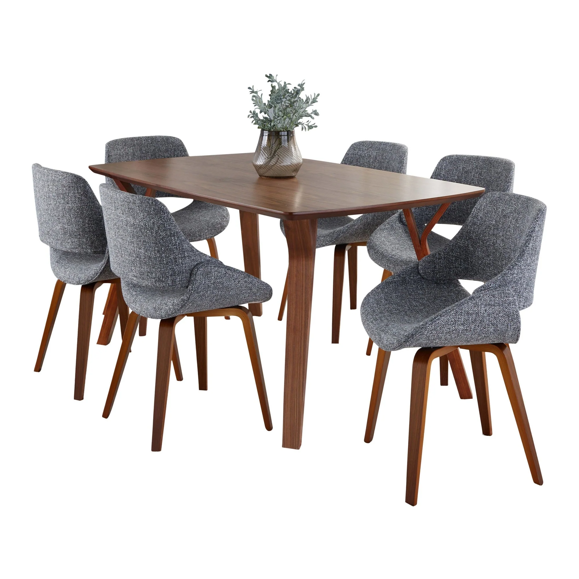 Folia Fabrico Dining Set - 7 Piece By LumiSource - DS7-FOLIAWL+6FBCOWLGY - Image 2
