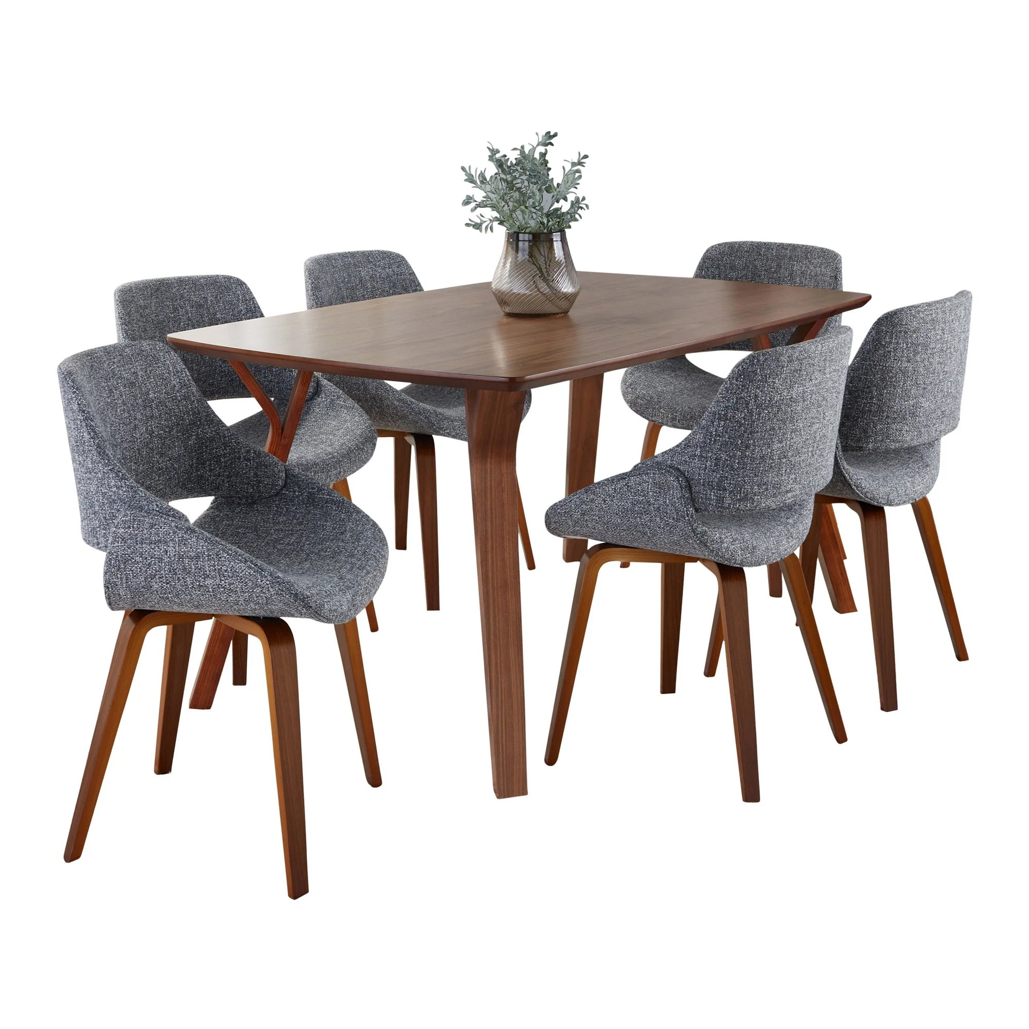 Folia Fabrico Dining Set - 7 Piece By LumiSource - DS7-FOLIAWL+6FBCOWLGY - Image 3