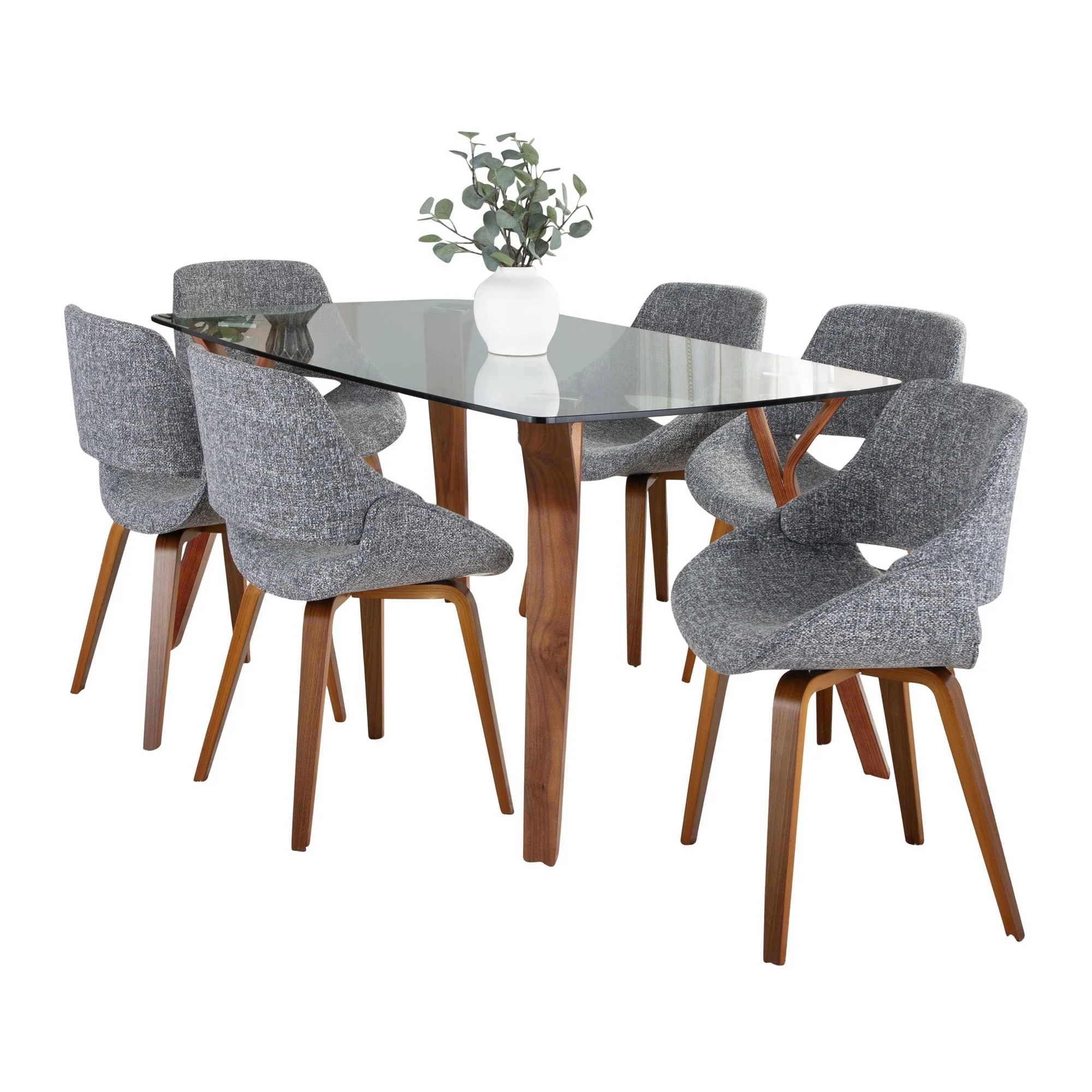 Folia Fabrico Dining Set - 7 Piece By LumiSource - DS7-FOLIAWLCL+6FBCOWLGY - Image 2