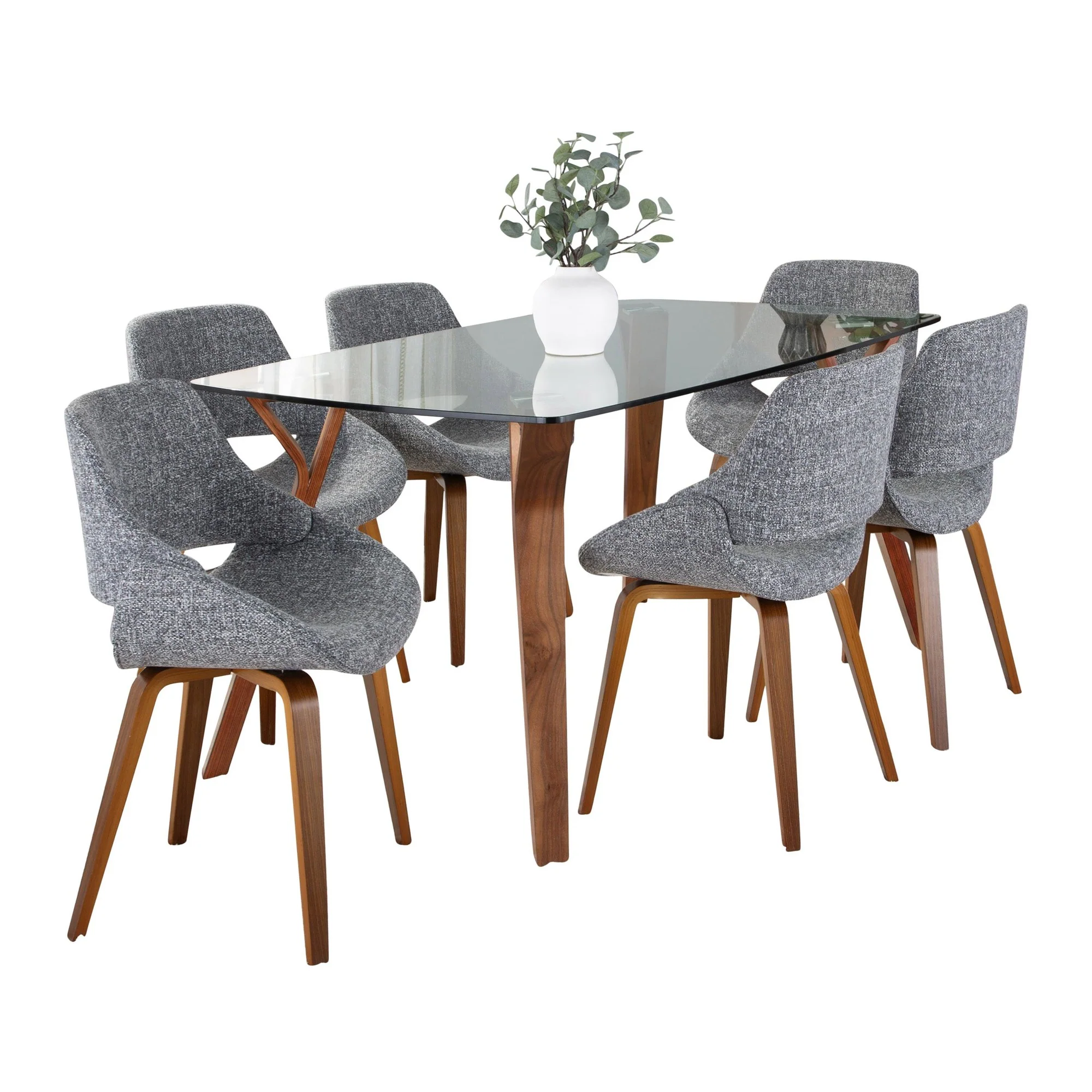 Folia Fabrico Dining Set - 7 Piece By LumiSource - DS7-FOLIAWLCL+6FBCOWLGY - Image 3