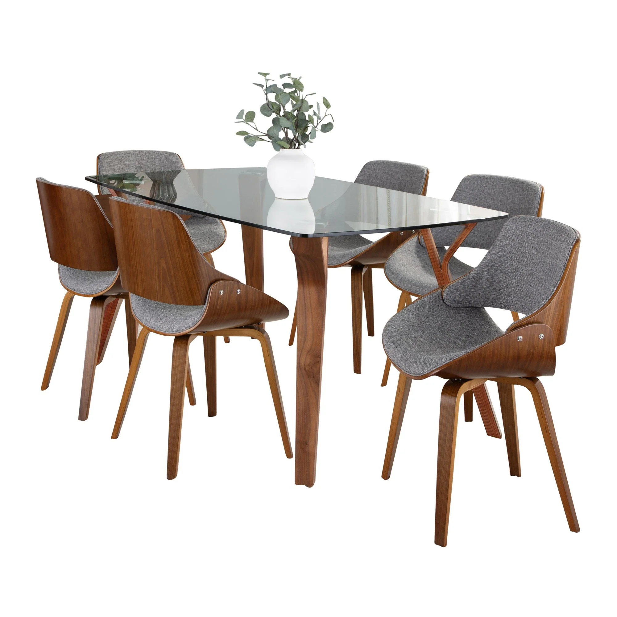 Folia Fabrizzi Dining Set - 7 Piece By LumiSource - DS7-FOLIAWLCL+6FBZZWLGY - Image 2