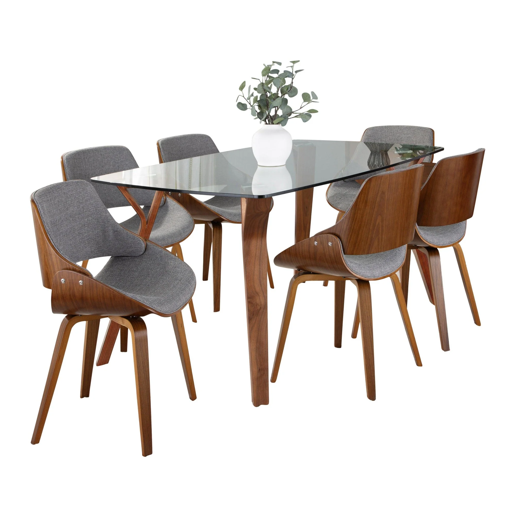 Folia Fabrizzi Dining Set - 7 Piece By LumiSource - DS7-FOLIAWLCL+6FBZZWLGY - Image 3