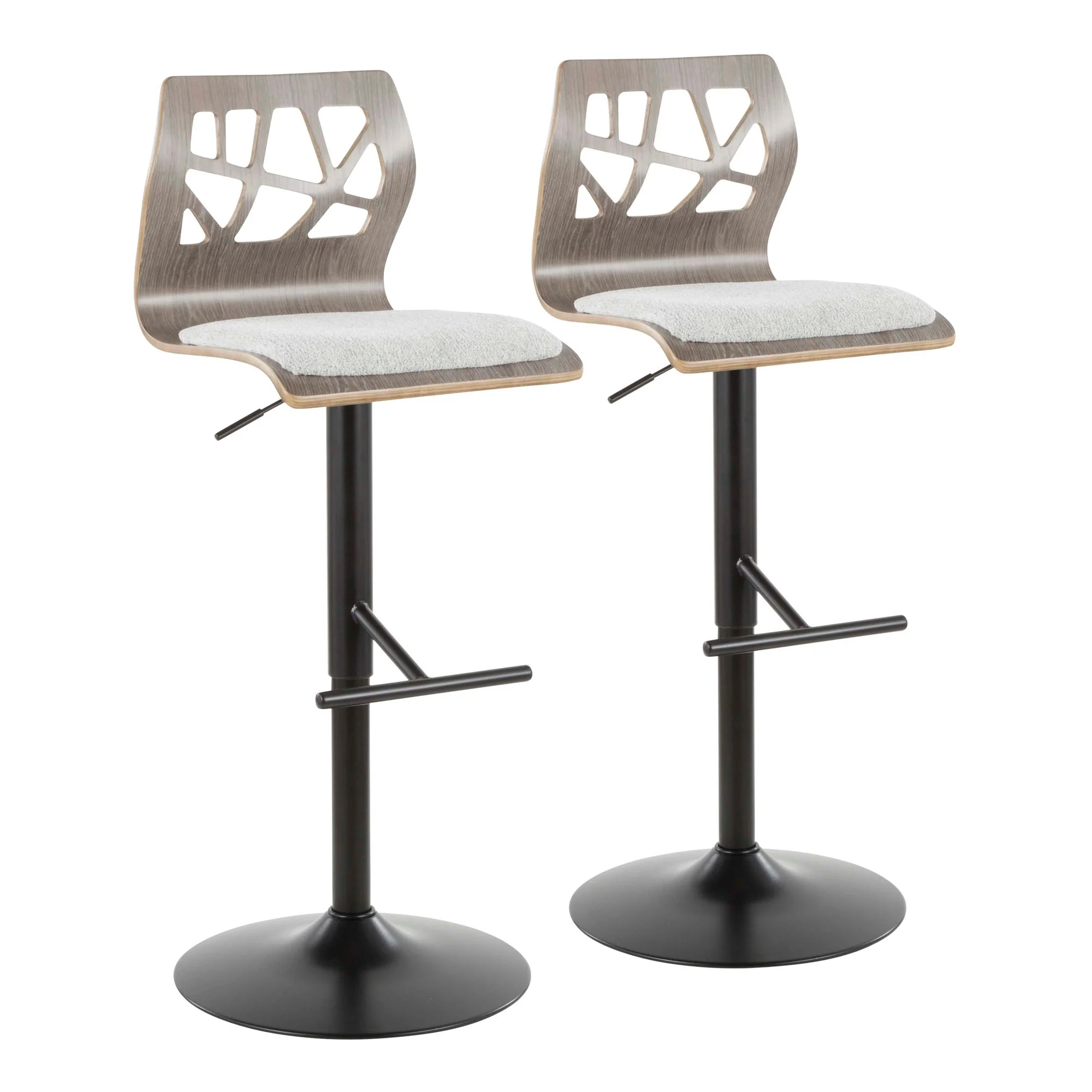 Folia Adjustable Barstool - Set of 2 Gray By LumiSource - Image 2