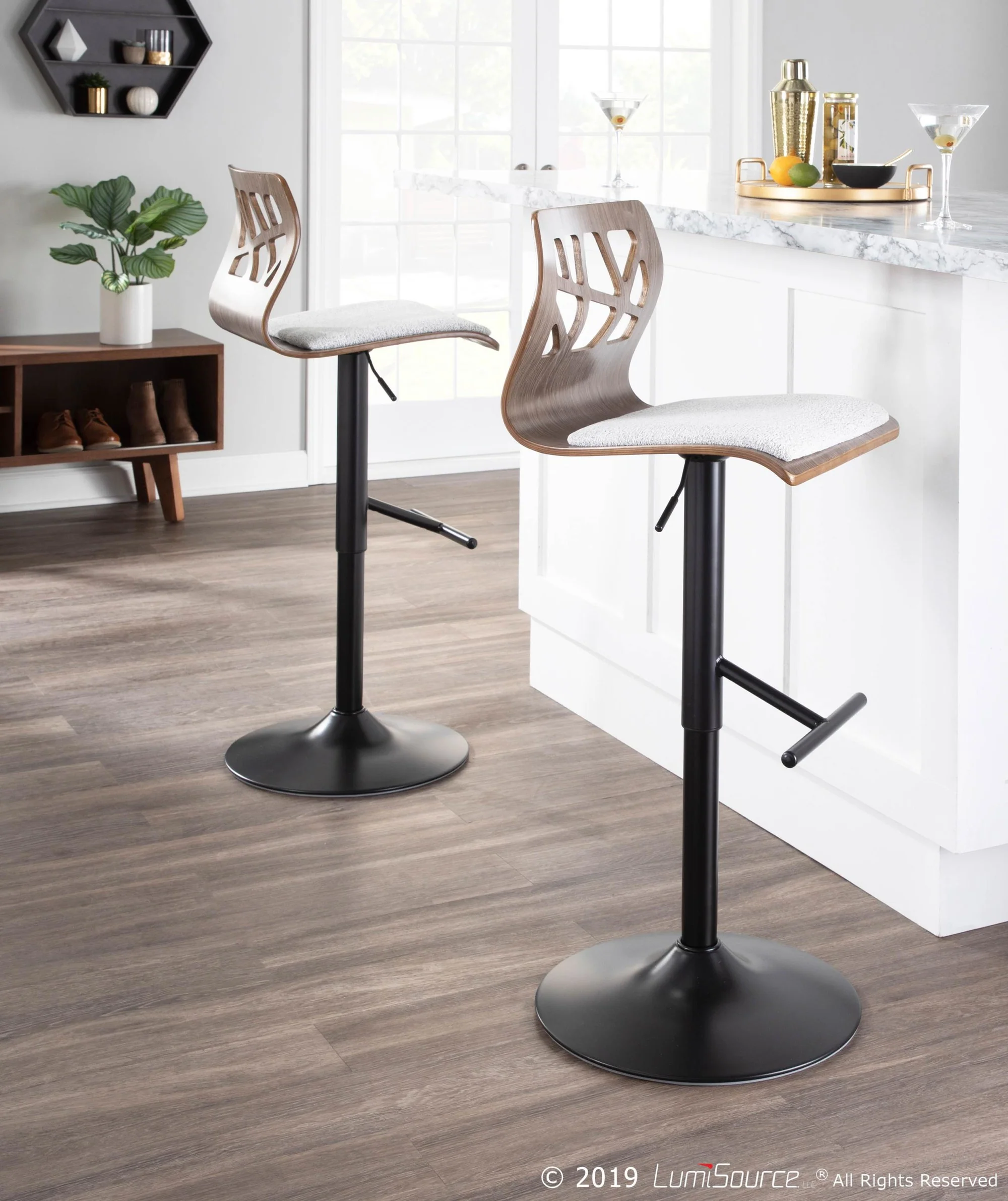 Folia Adjustable Barstool - Set of 2 Gray By LumiSource - Image 6