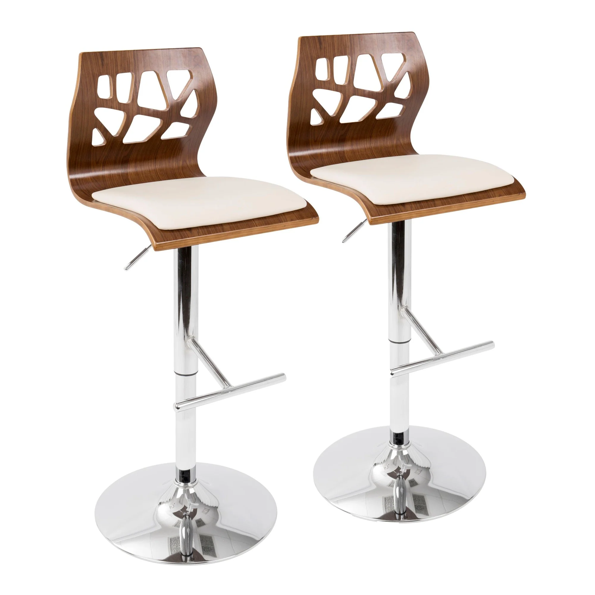 Folia Adjustable Barstool - Set of 2 Cream By LumiSource - Image 2