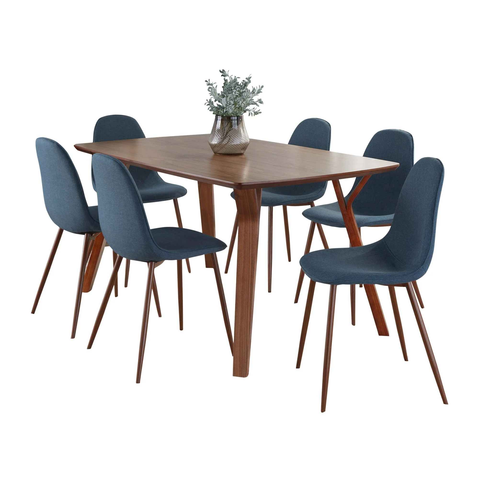 Folia Pebble Dining Set - 7 Piece By LumiSource - DS7-FOLIAWL+6PEBWLBU - Image 2