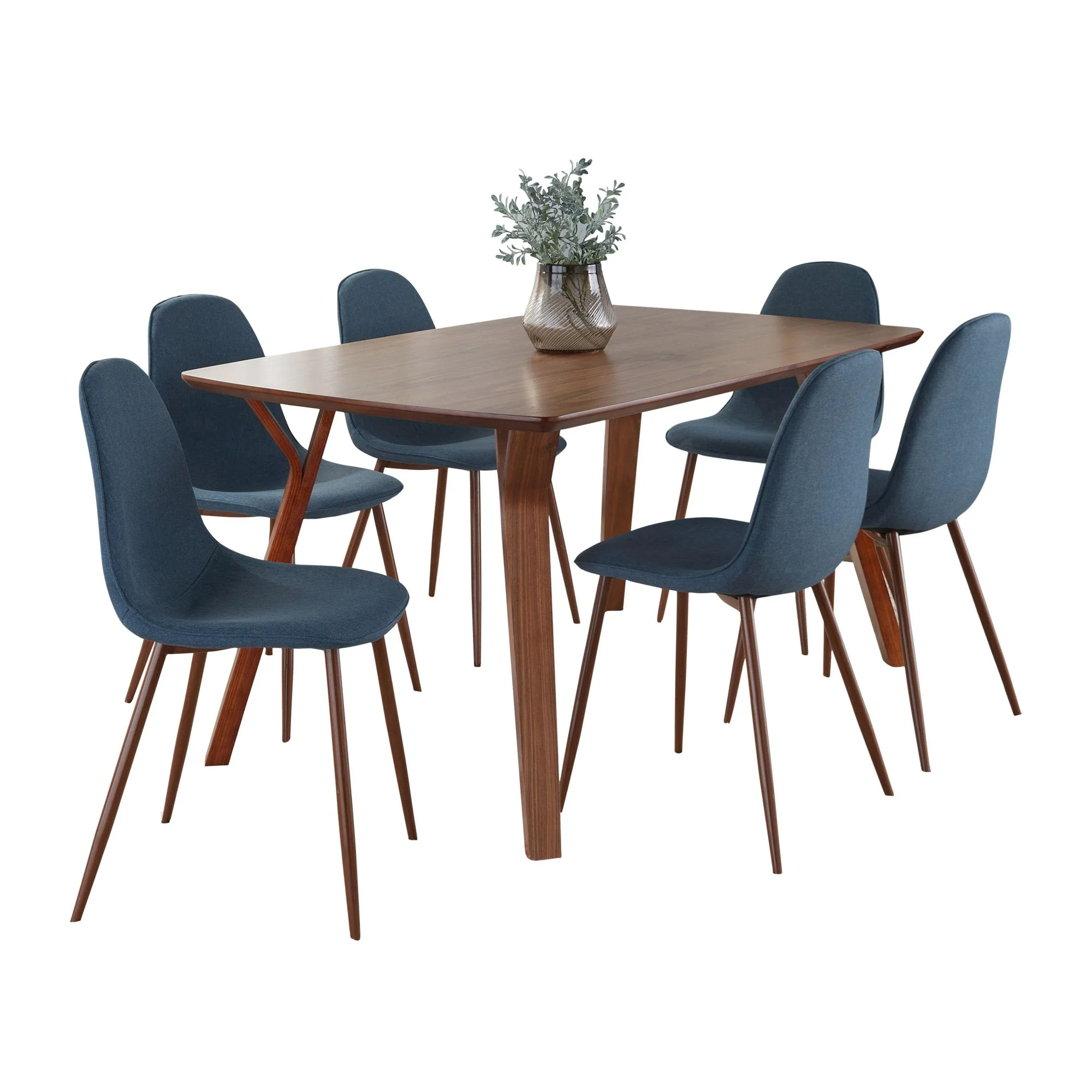 Folia Pebble Dining Set - 7 Piece By LumiSource - DS7-FOLIAWL+6PEBWLBU - Image 3
