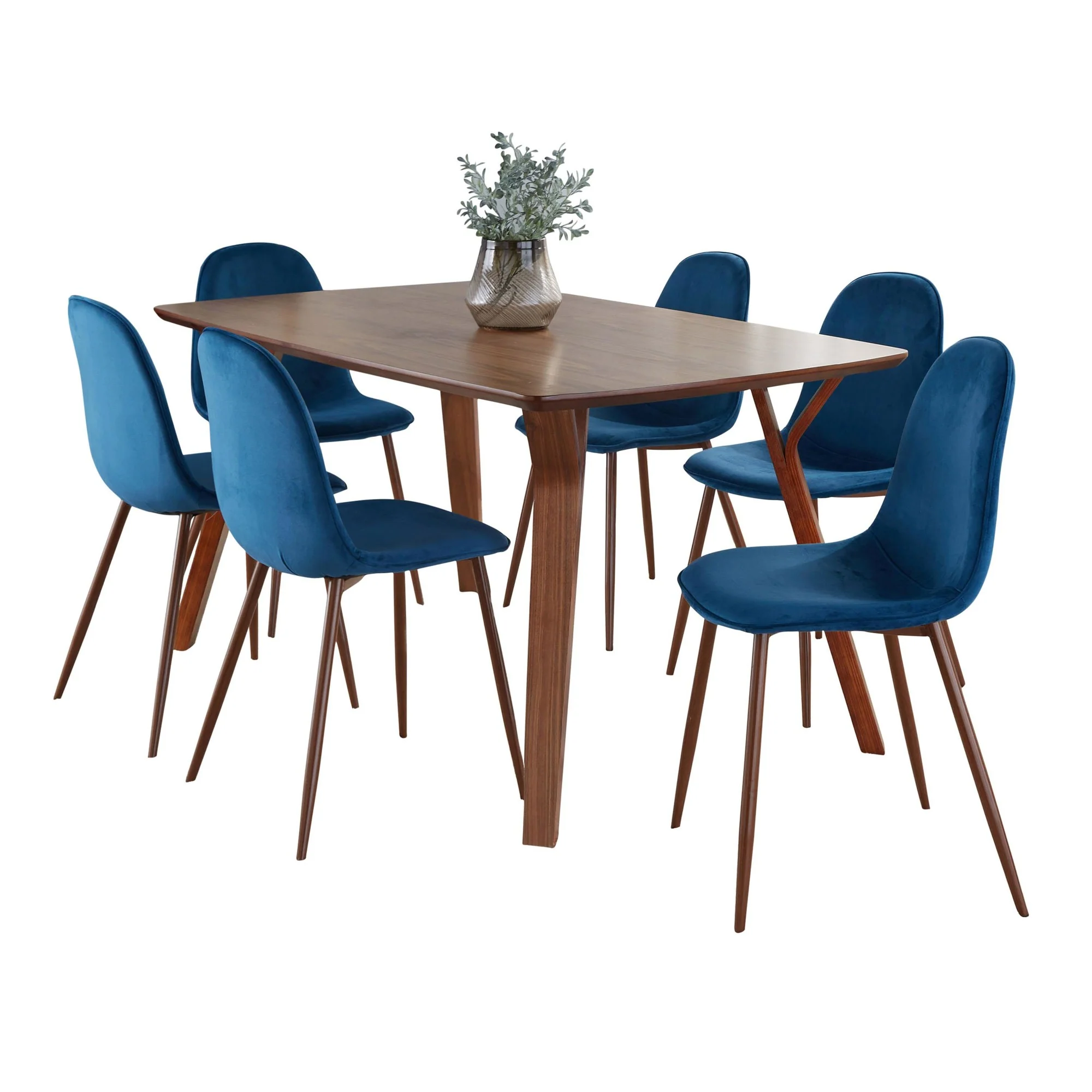 Folia Pebble Dining Set - 7 Piece By LumiSource - DS7-FOLIAWL+6PEBWLVBU - Image 2