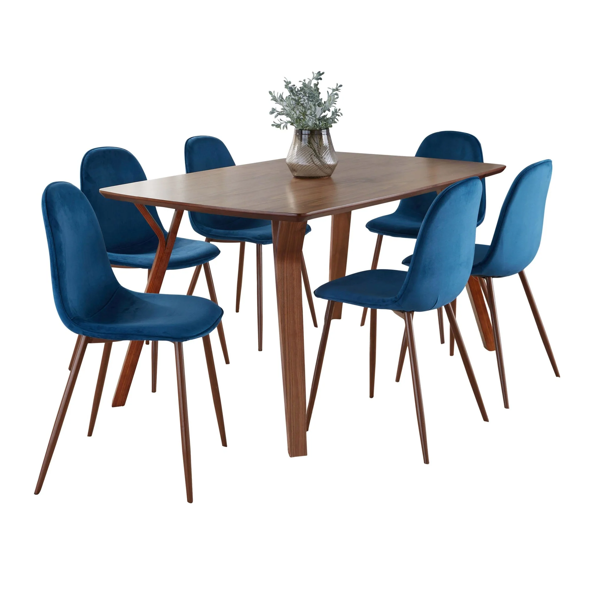 Folia Pebble Dining Set - 7 Piece By LumiSource - DS7-FOLIAWL+6PEBWLVBU - Image 3