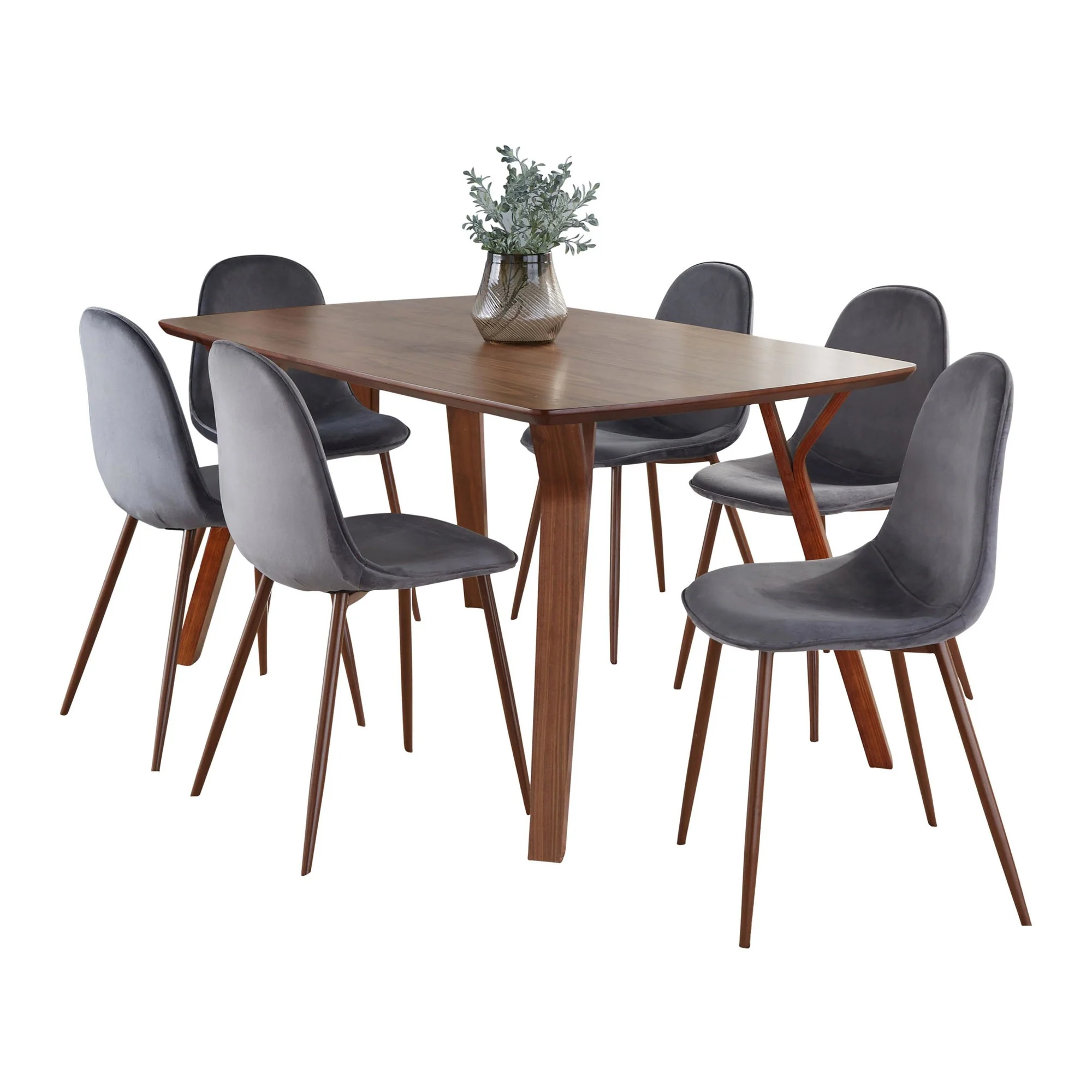 Folia Pebble Dining Set - 7 Piece By LumiSource - DS7-FOLIAWL+6PEBWLVBU - Image 5