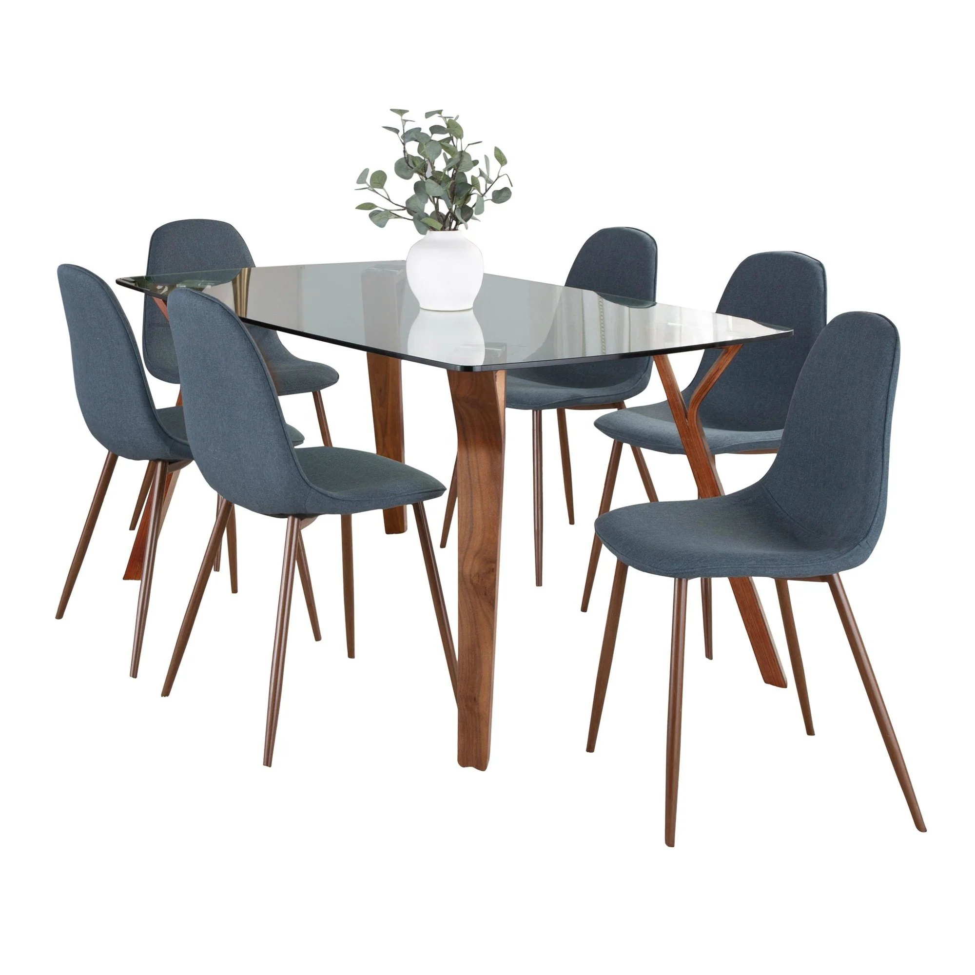 Folia Pebble Dining Set - 7 Piece By LumiSource - DS7-FOLIAWLCL+6PEBWLBU - Image 2