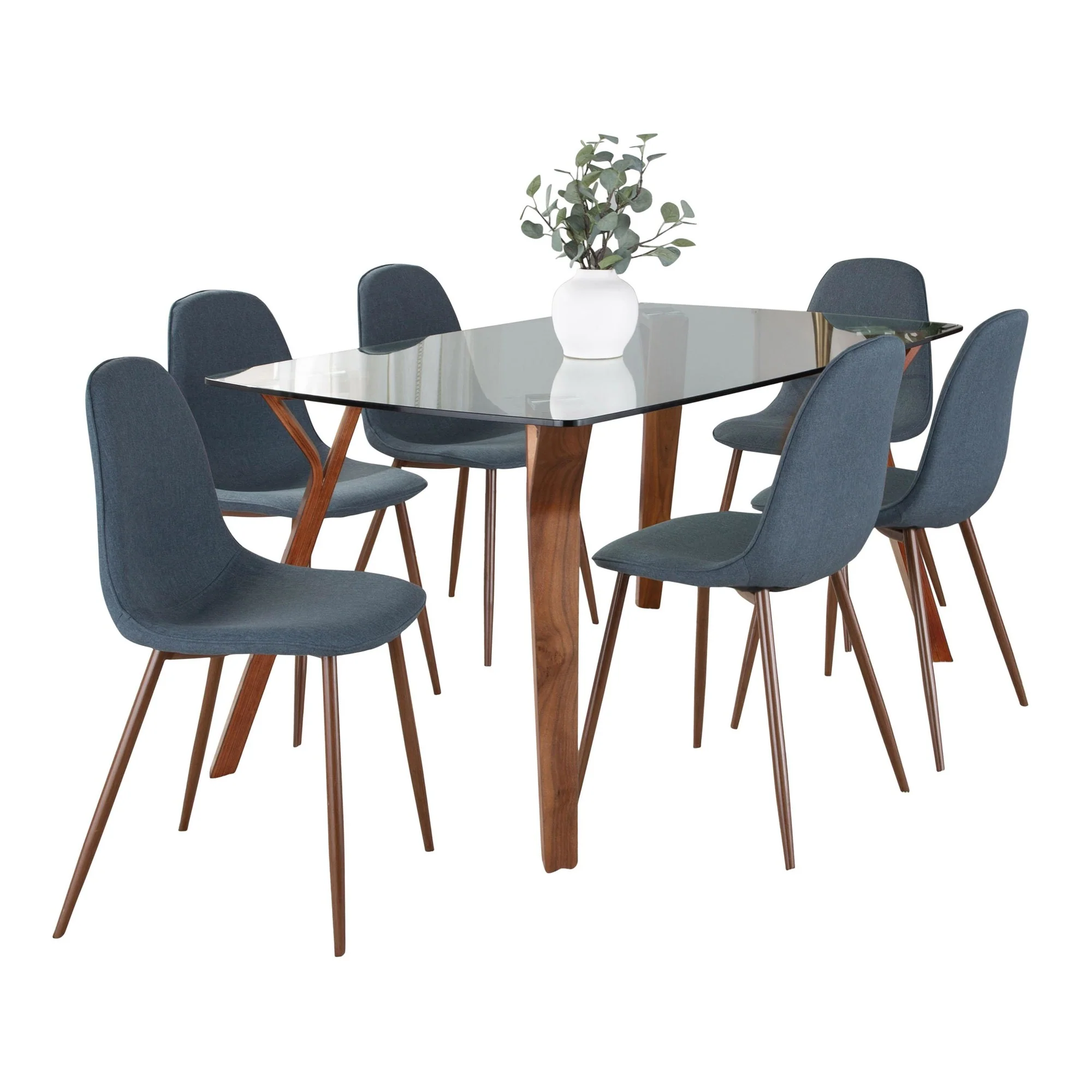 Folia Pebble Dining Set - 7 Piece By LumiSource - DS7-FOLIAWLCL+6PEBWLBU - Image 3