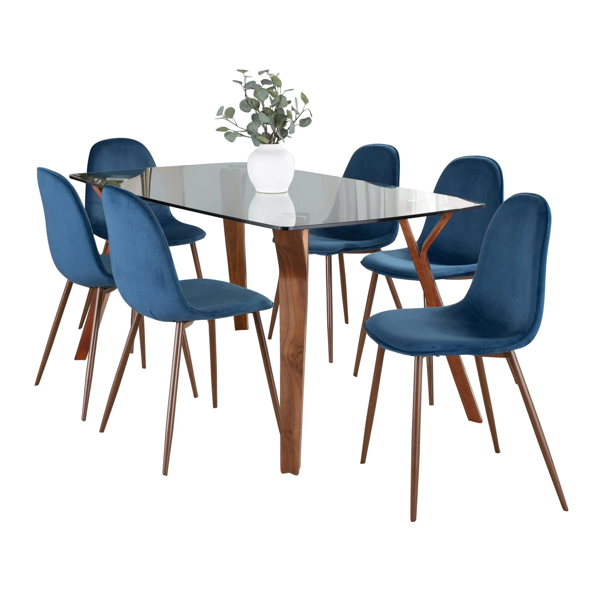 Folia Pebble Dining Set - 7 Piece By LumiSource - DS7-FOLIAWLCL+6PEBWLBU - Image 5