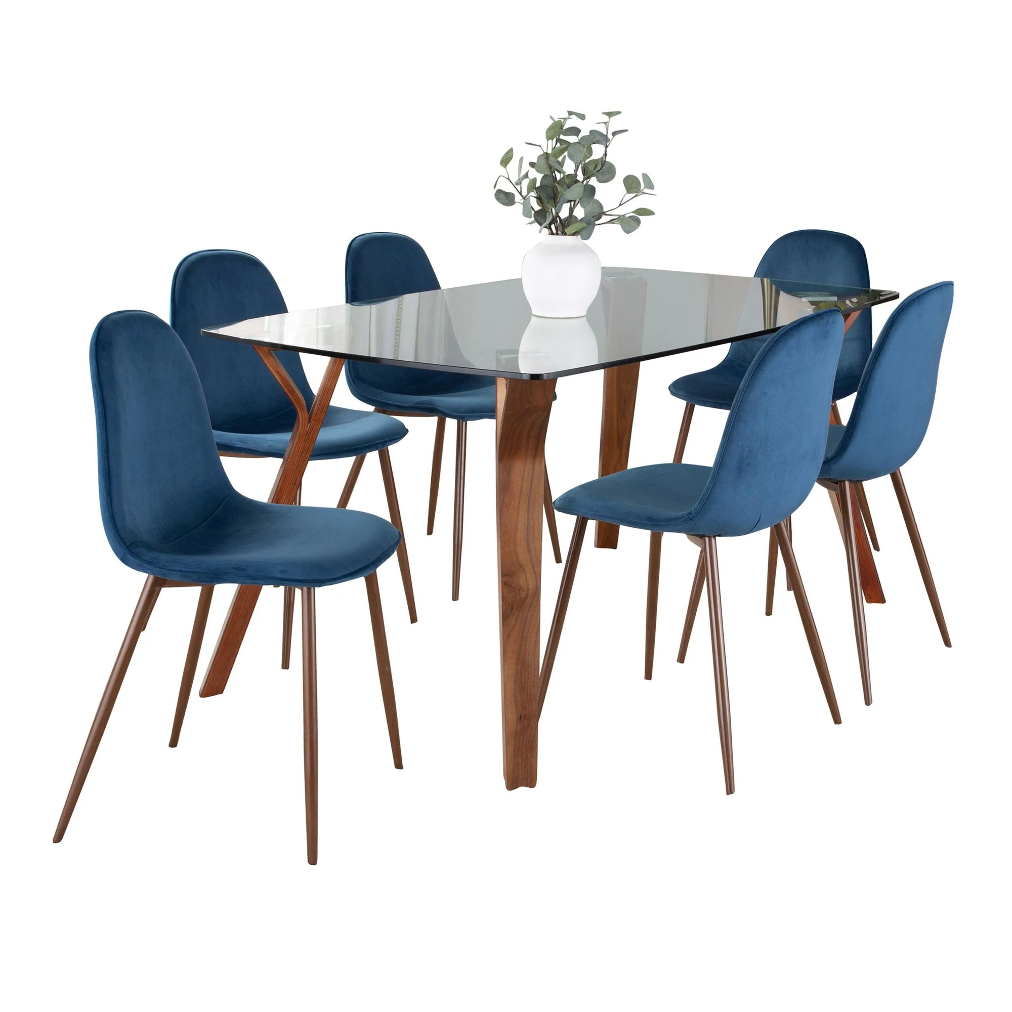 Folia Pebble Dining Set - 7 Piece By LumiSource - DS7-FOLIAWLCL+6PEBWLBU - Image 6