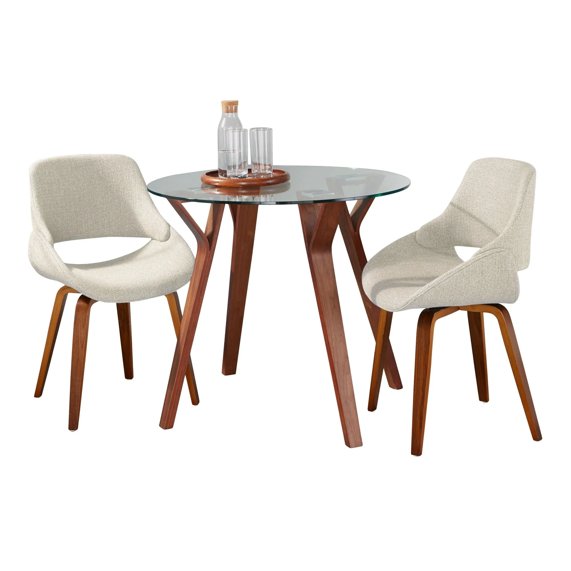 Folia Round Fabrico Dining Set - 3 Piece By LumiSource - DS3-FOLIARNDWLCL+2FBCONLFBWLCR - Image 2