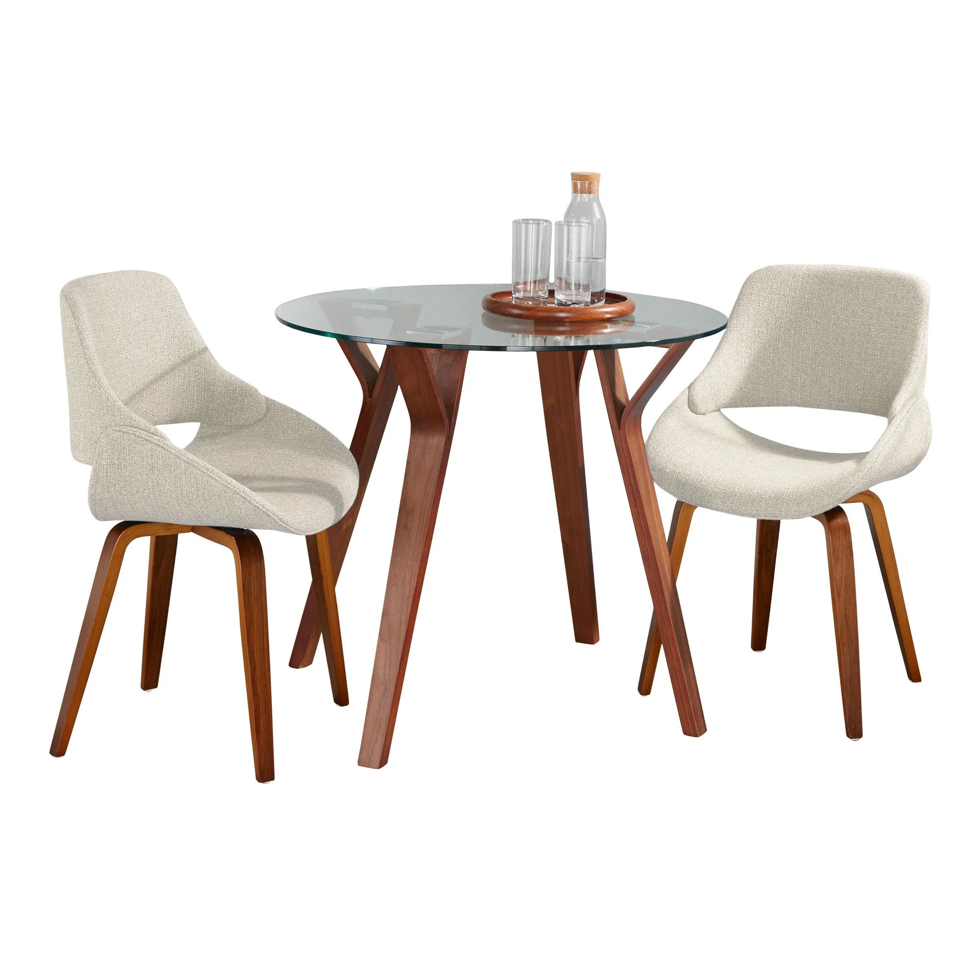 Folia Round Fabrico Dining Set - 3 Piece By LumiSource - DS3-FOLIARNDWLCL+2FBCONLFBWLCR - Image 3