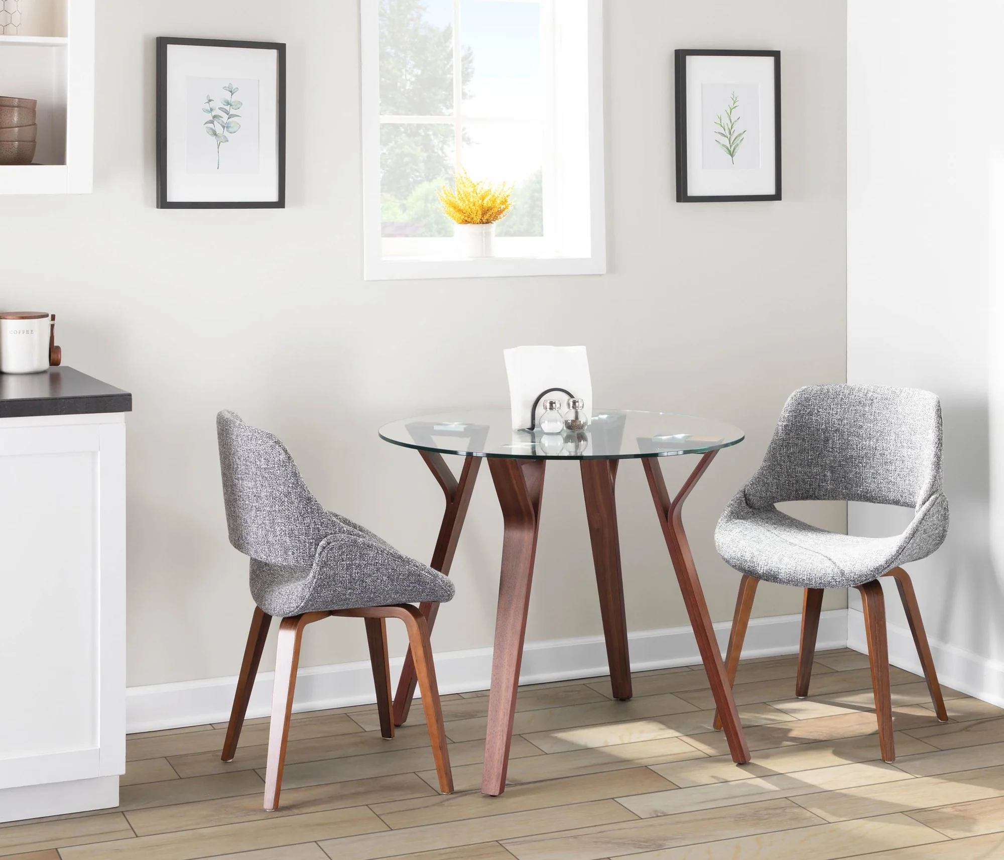 Folia Round Fabrico Dining Set - 3 Piece By LumiSource - DS3-FOLIARNDWLCL+2FBCONLFBWLCR - Image 4