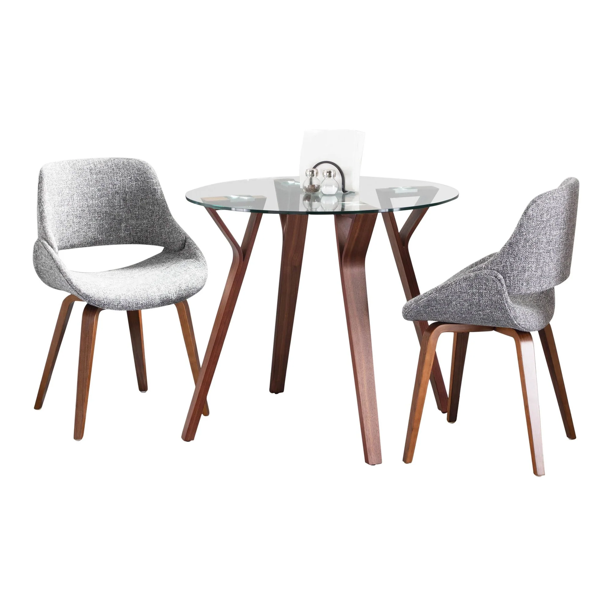 Folia Round Fabrico Dining Set - 3 Piece By LumiSource - DS3-FOLIARNDWLCL+2FBCONLFBWLCR - Image 6