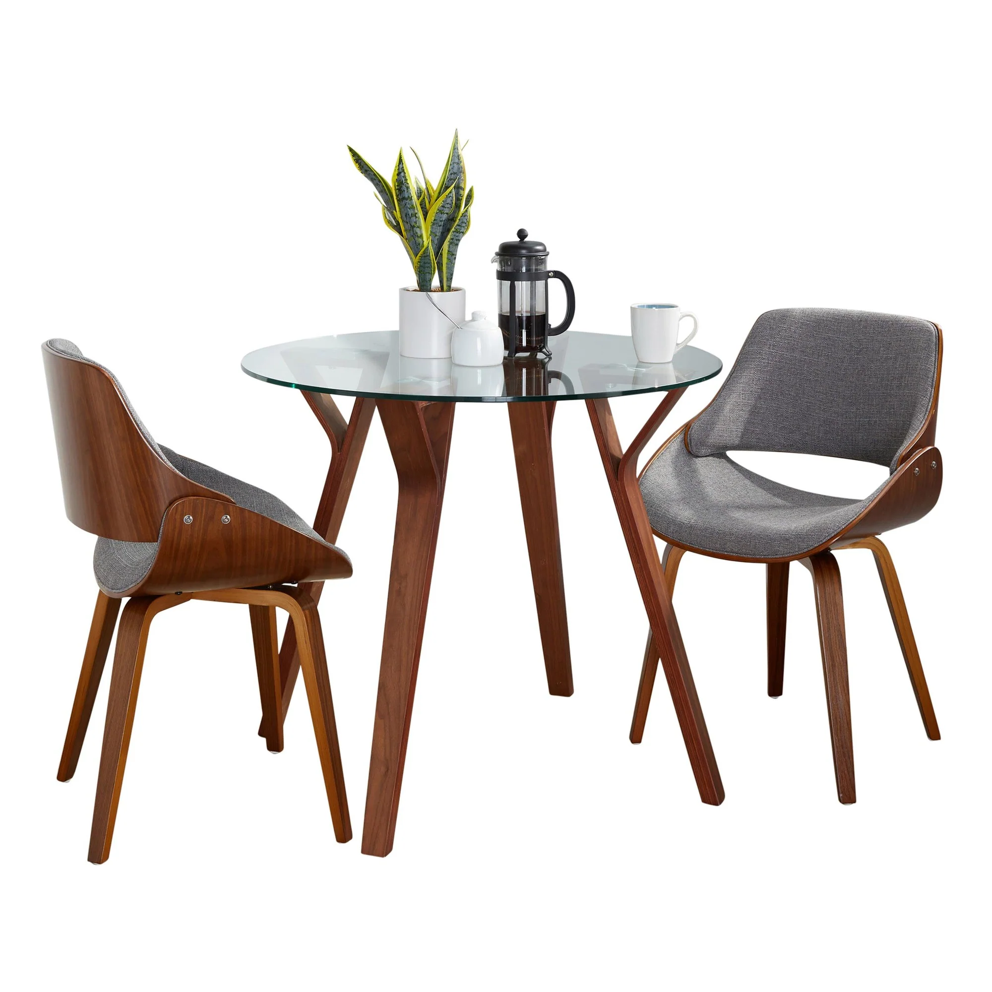Folia Round Fabrizzi Dining Set - 3 Piece By LumiSource - DS3-FOLIARNDWLCL+2FBZZWLGY - Image 2