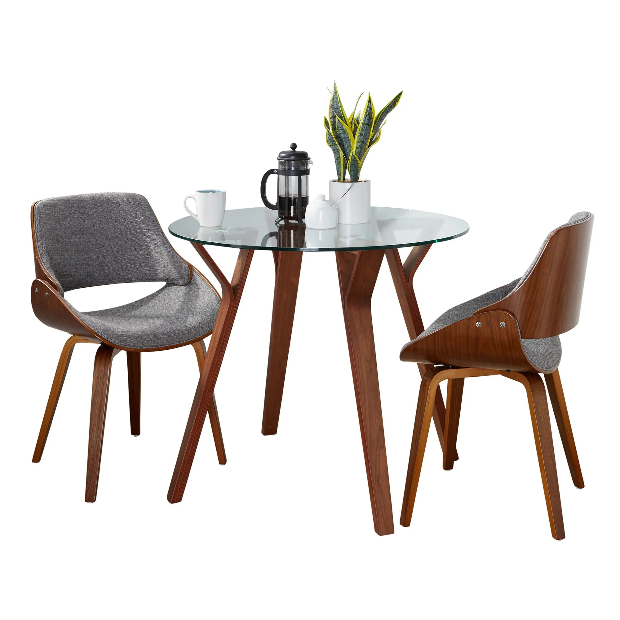 Folia Round Fabrizzi Dining Set - 3 Piece By LumiSource - DS3-FOLIARNDWLCL+2FBZZWLGY - Image 3