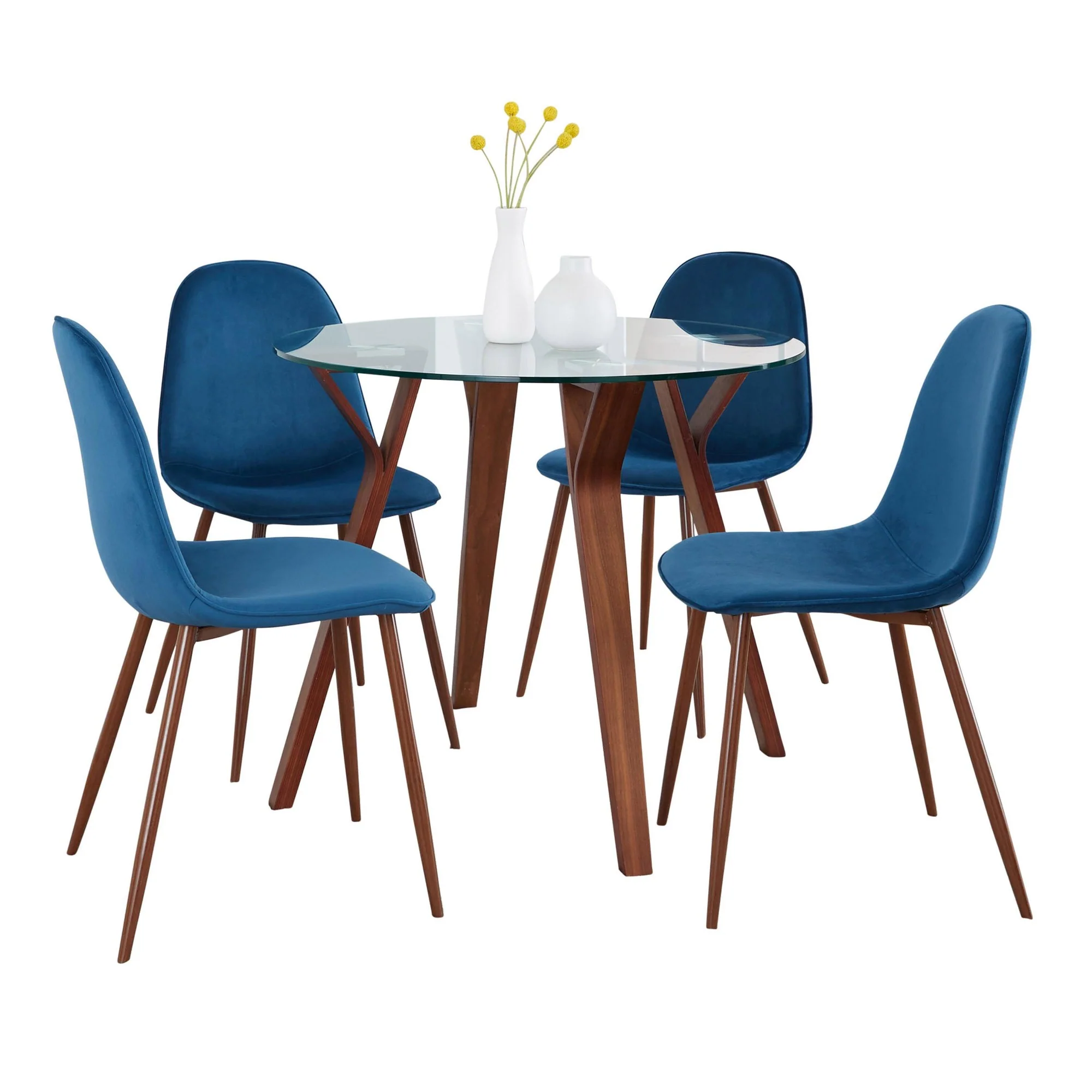 Folia Round Pebble Dining Set - 5 Piece By LumiSource - DS5-FOLIARNDWLCL+4PEBWLBU - Image 6