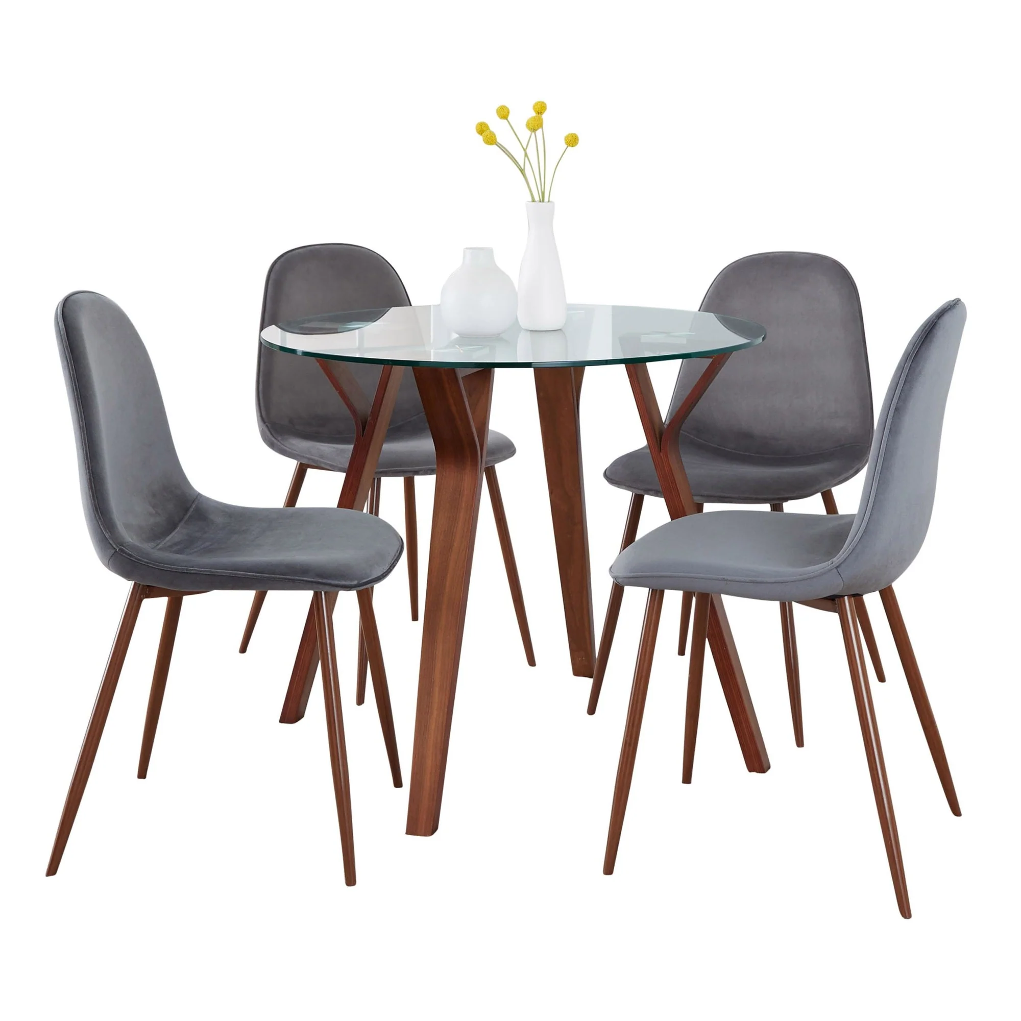 Folia Round Pebble Dining Set - 5 Piece By LumiSource - DS5-FOLIARNDWLCL+4PEBWLBU - Image 8