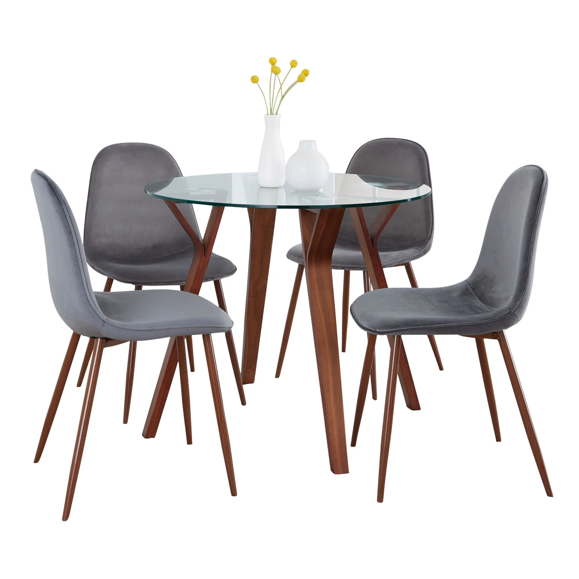Folia Round Pebble Dining Set - 5 Piece By LumiSource - DS5-FOLIARNDWLCL+4PEBWLBU - Image 9