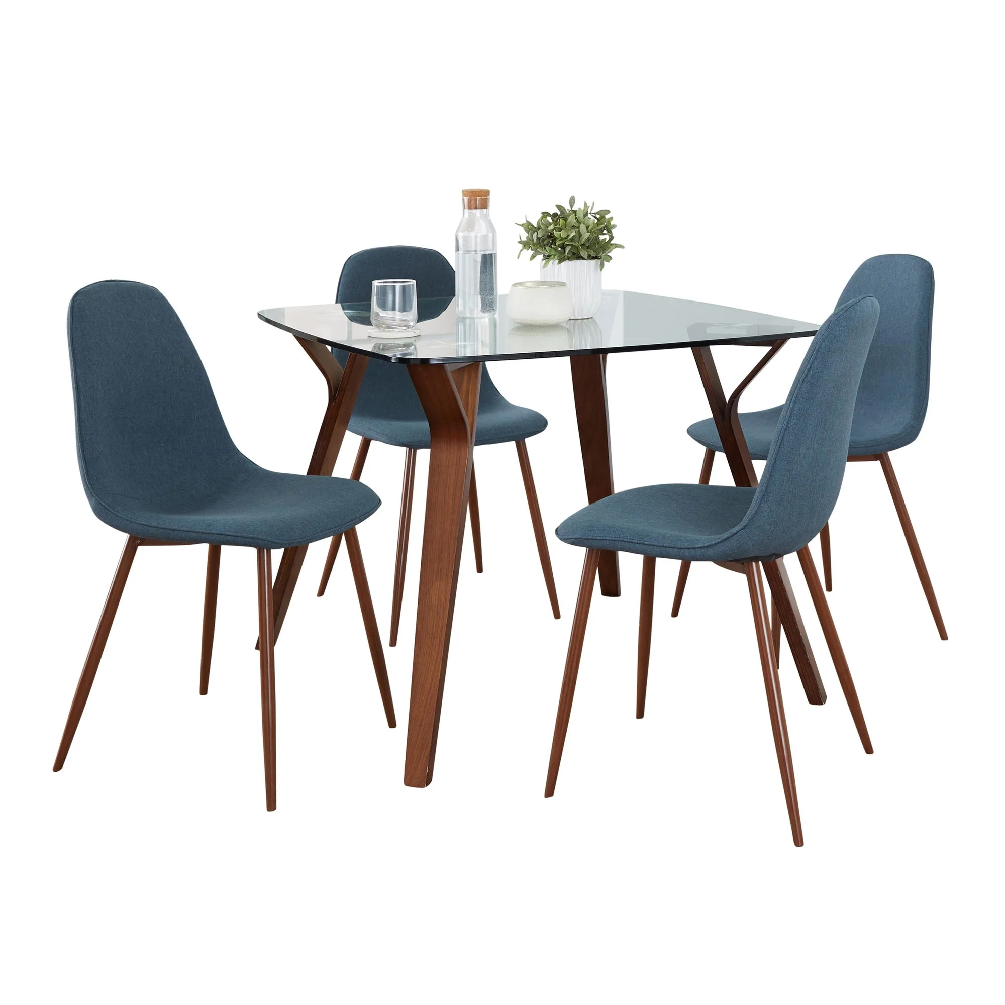 Folia Square Pebble Dining Set - 5 Piece By LumiSource - DS5-FOLIASQWLCL+4PEBWLBU - Image 2