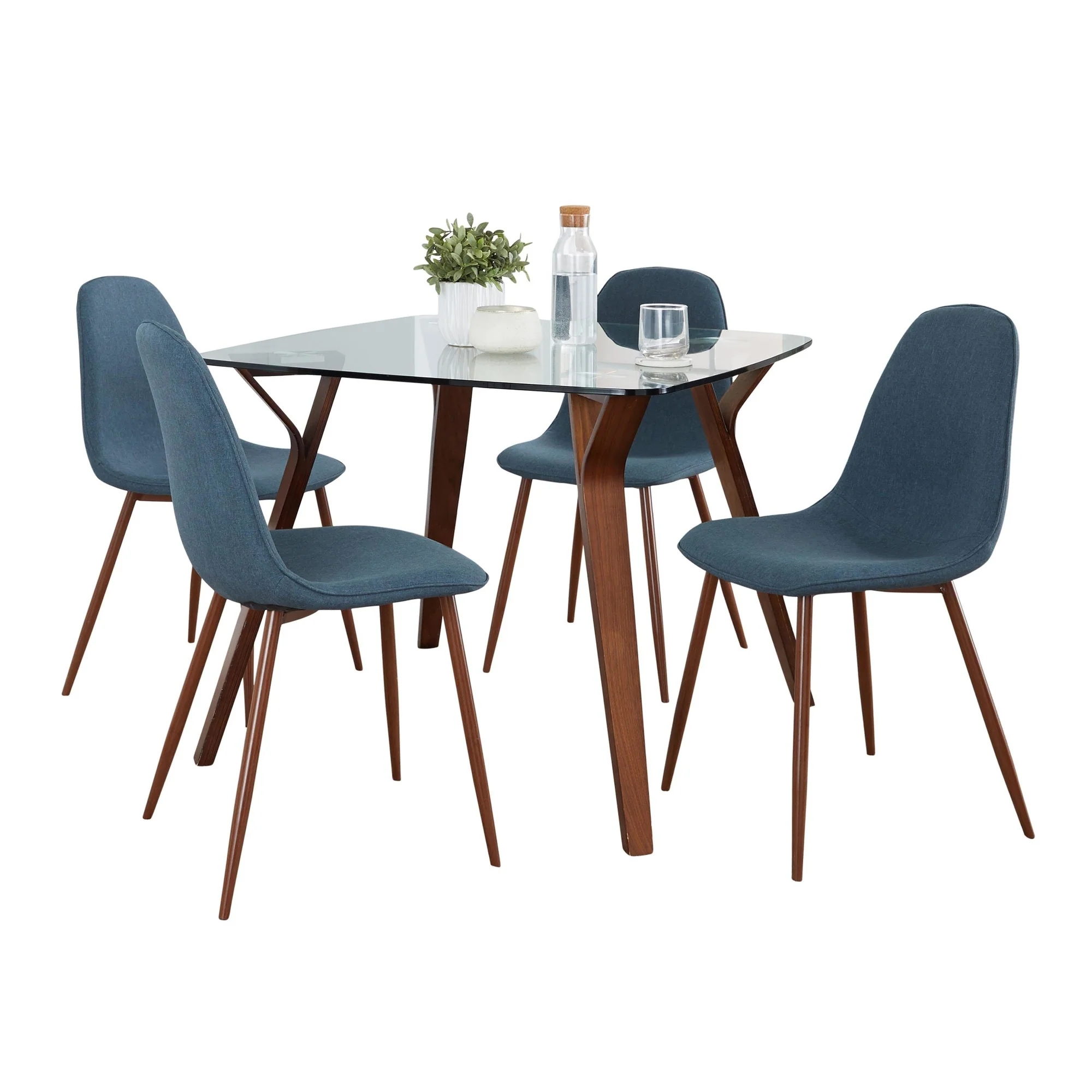 Folia Square Pebble Dining Set - 5 Piece By LumiSource - DS5-FOLIASQWLCL+4PEBWLBU - Image 3