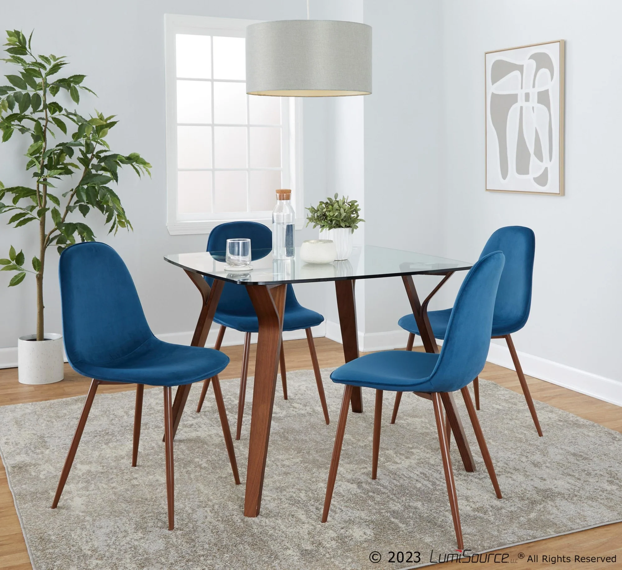 Folia Square Pebble Dining Set - 5 Piece By LumiSource - DS5-FOLIASQWLCL+4PEBWLBU - Image 4