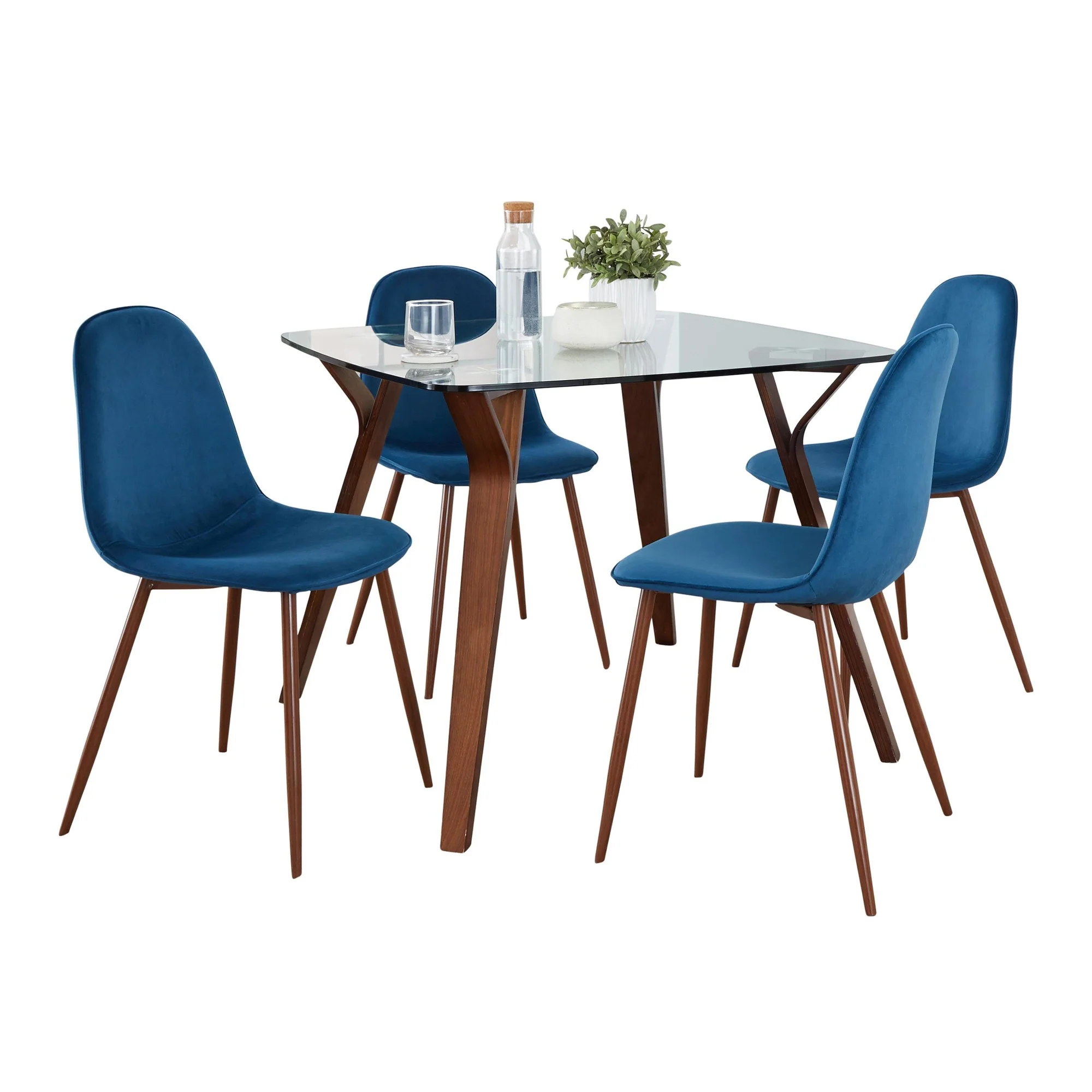 Folia Square Pebble Dining Set - 5 Piece By LumiSource - DS5-FOLIASQWLCL+4PEBWLBU - Image 5