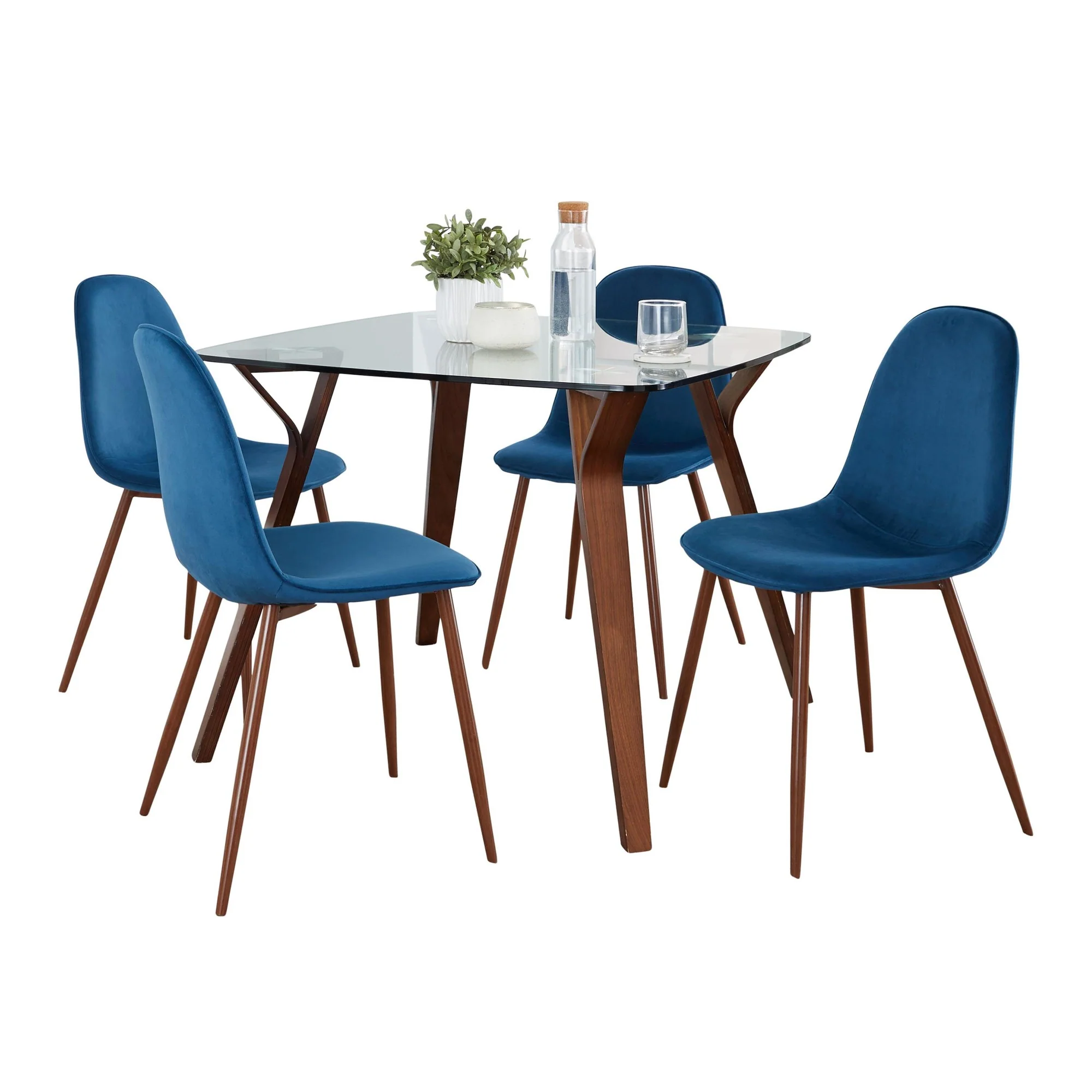 Folia Square Pebble Dining Set - 5 Piece By LumiSource - DS5-FOLIASQWLCL+4PEBWLBU - Image 6