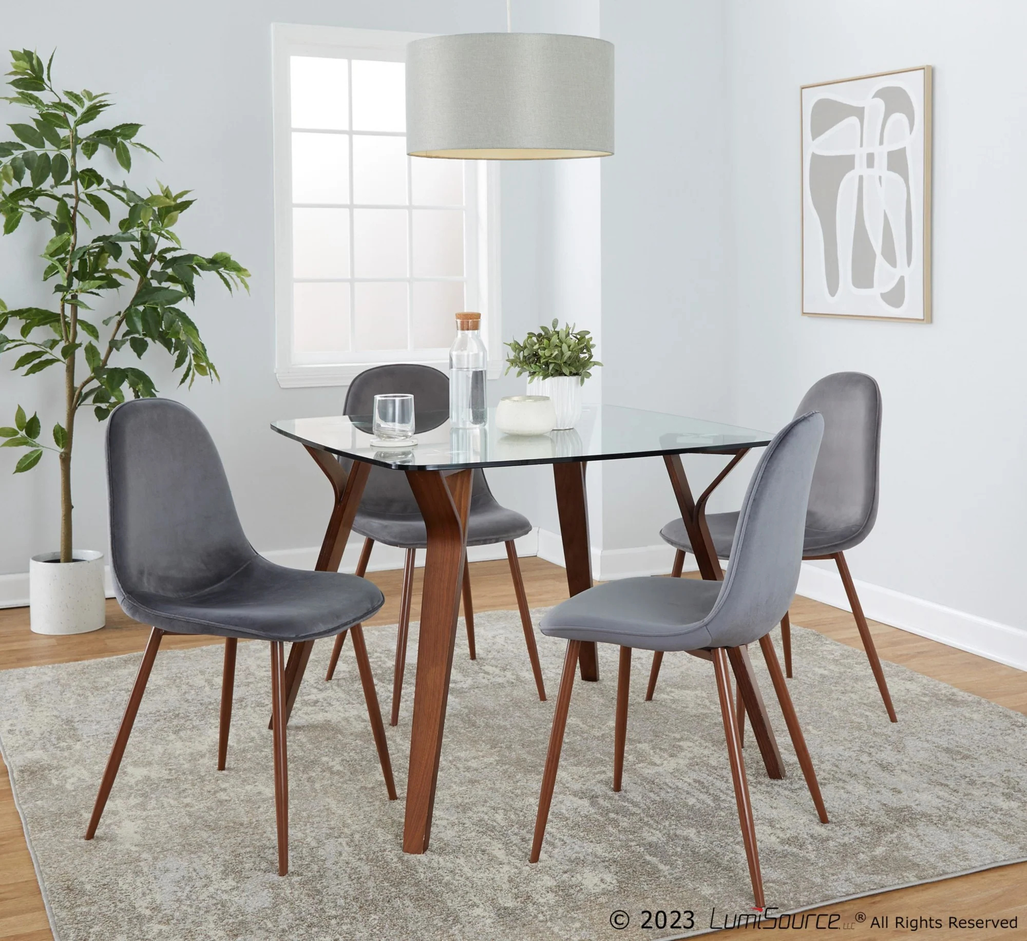 Folia Square Pebble Dining Set - 5 Piece By LumiSource - DS5-FOLIASQWLCL+4PEBWLBU - Image 7