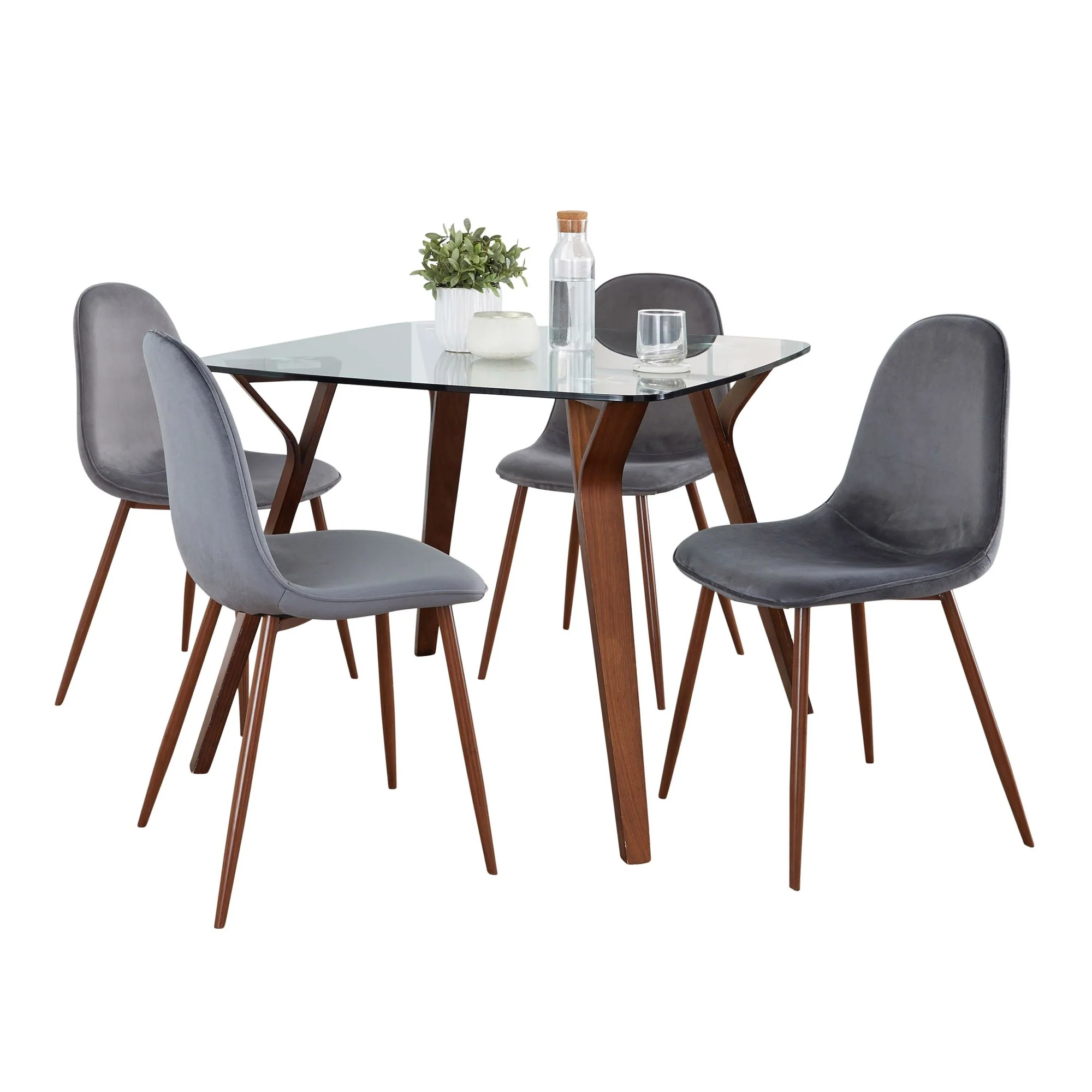 Folia Square Pebble Dining Set - 5 Piece By LumiSource - DS5-FOLIASQWLCL+4PEBWLBU - Image 9