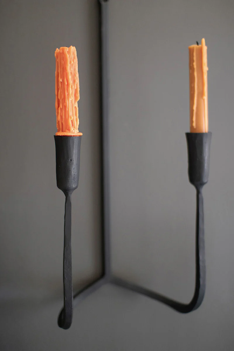 Forged Iron Double Taper Wall Sconce By Kalalou - Image 2