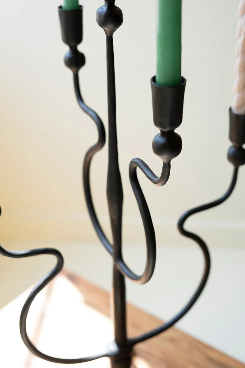 Forged Iron Five Taper Candelabra By Kalalou - Image 2