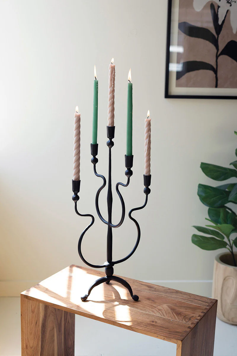 Forged Iron Five Taper Candelabra By Kalalou - Image 3