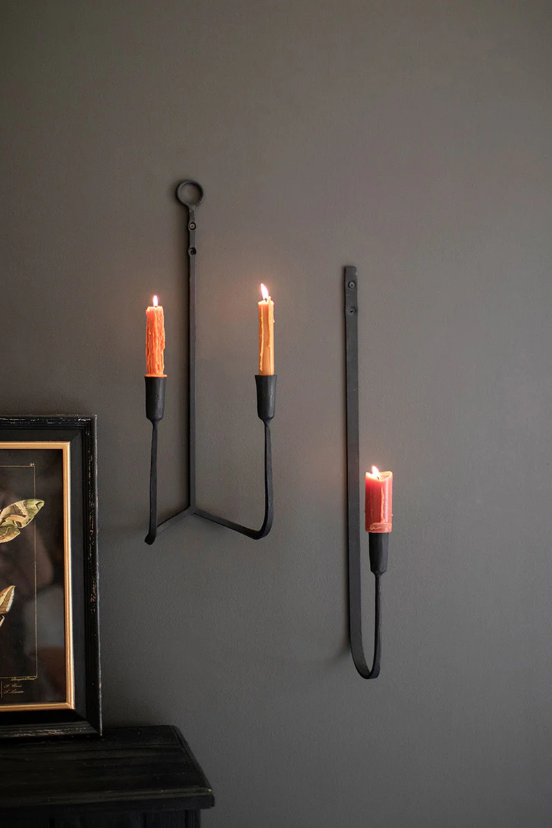 Forged Iron Single Taper Wall Sconce By Kalalou - Image 2