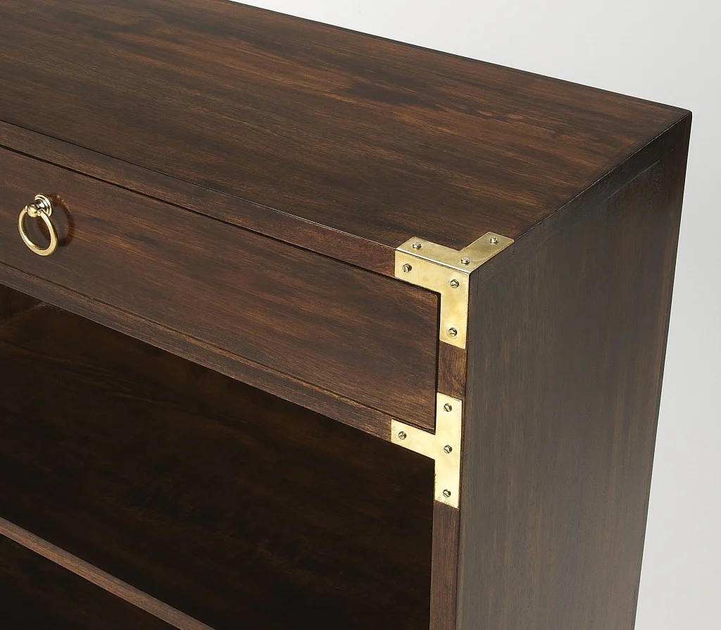 Forster Brown Campaign Bookcase By Homeroots - Image 3