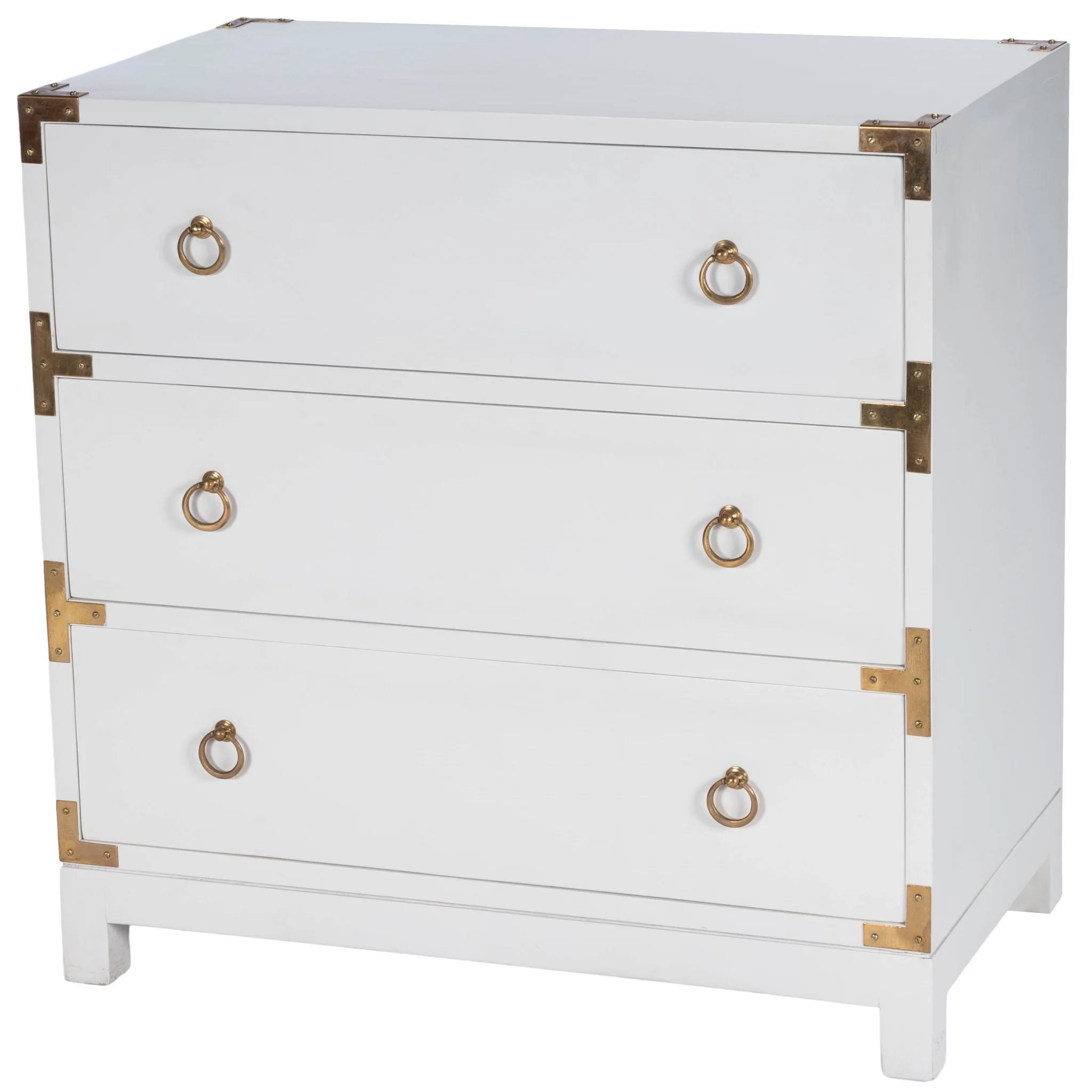 Forster Glossy White Campaign Chest By Homeroots - Image 3