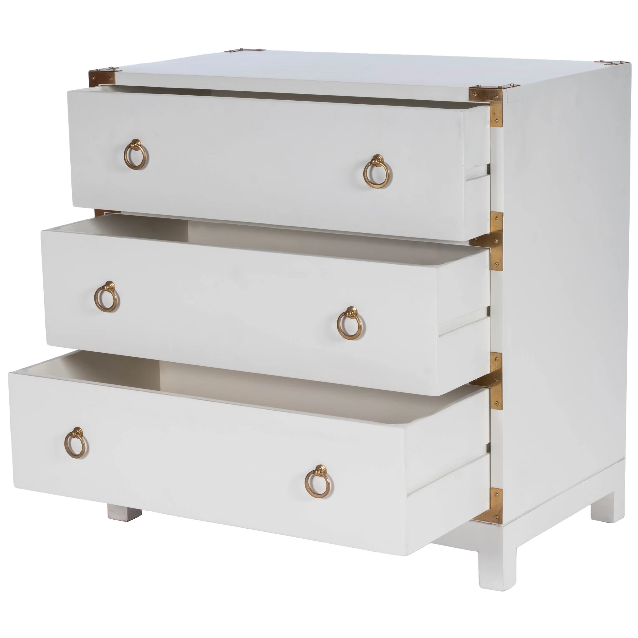Forster Glossy White Campaign Chest By Homeroots - Image 4