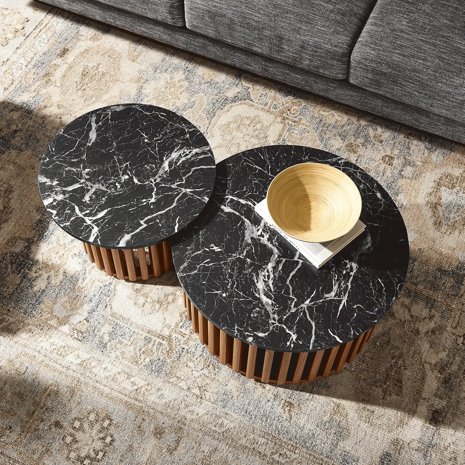 Fortitude Round Faux Marble Top Nesting Coffee Table Set by Modway - Image 11